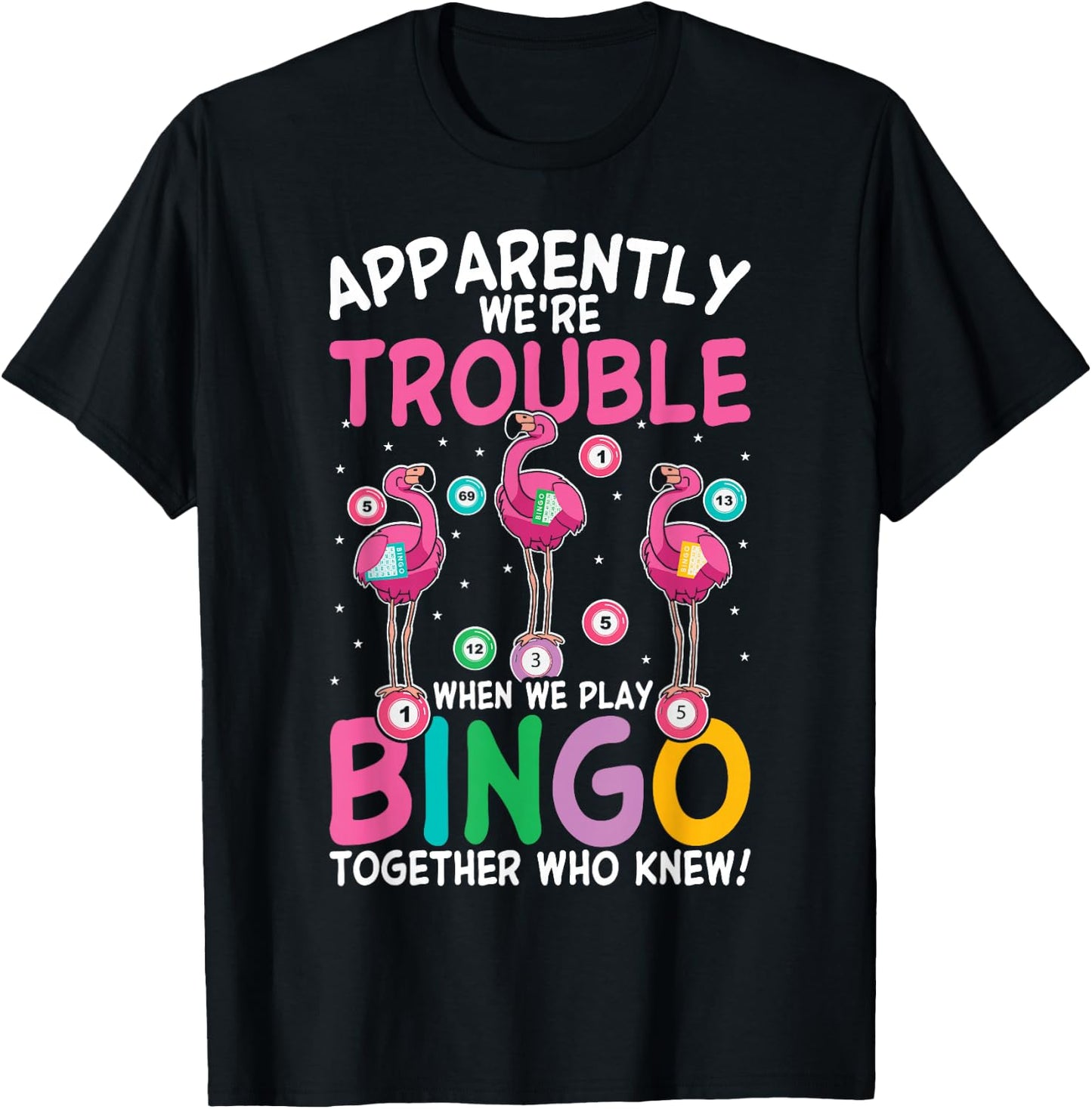 Funny Bingo Flamingo Funny Girls Night Bingo Sisters T-Shirt - T-Shirt | Black