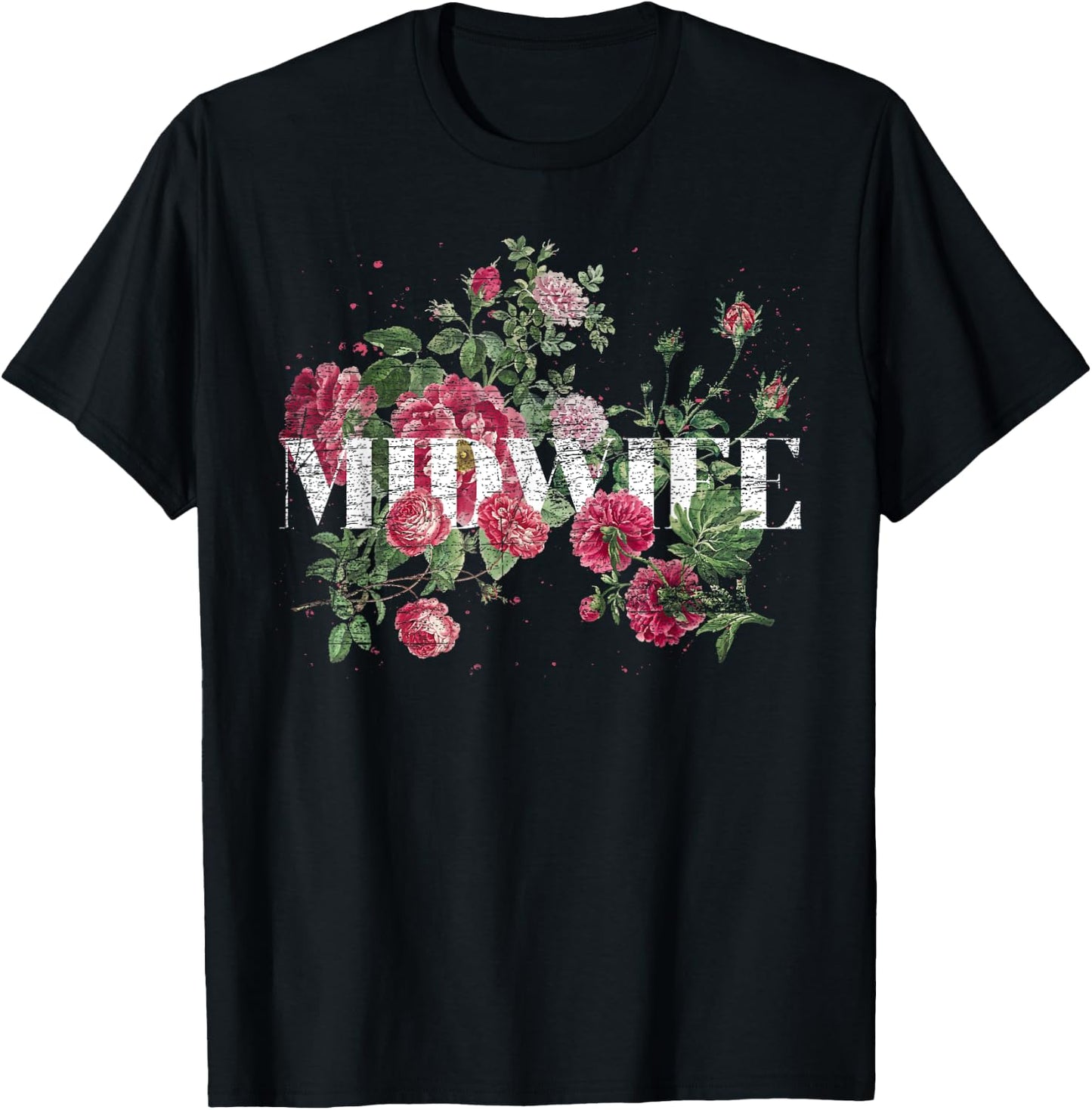 Flowers Midwifery Doula Birthing Women Floral Midwife T-Shirt - T-Shirt | Black