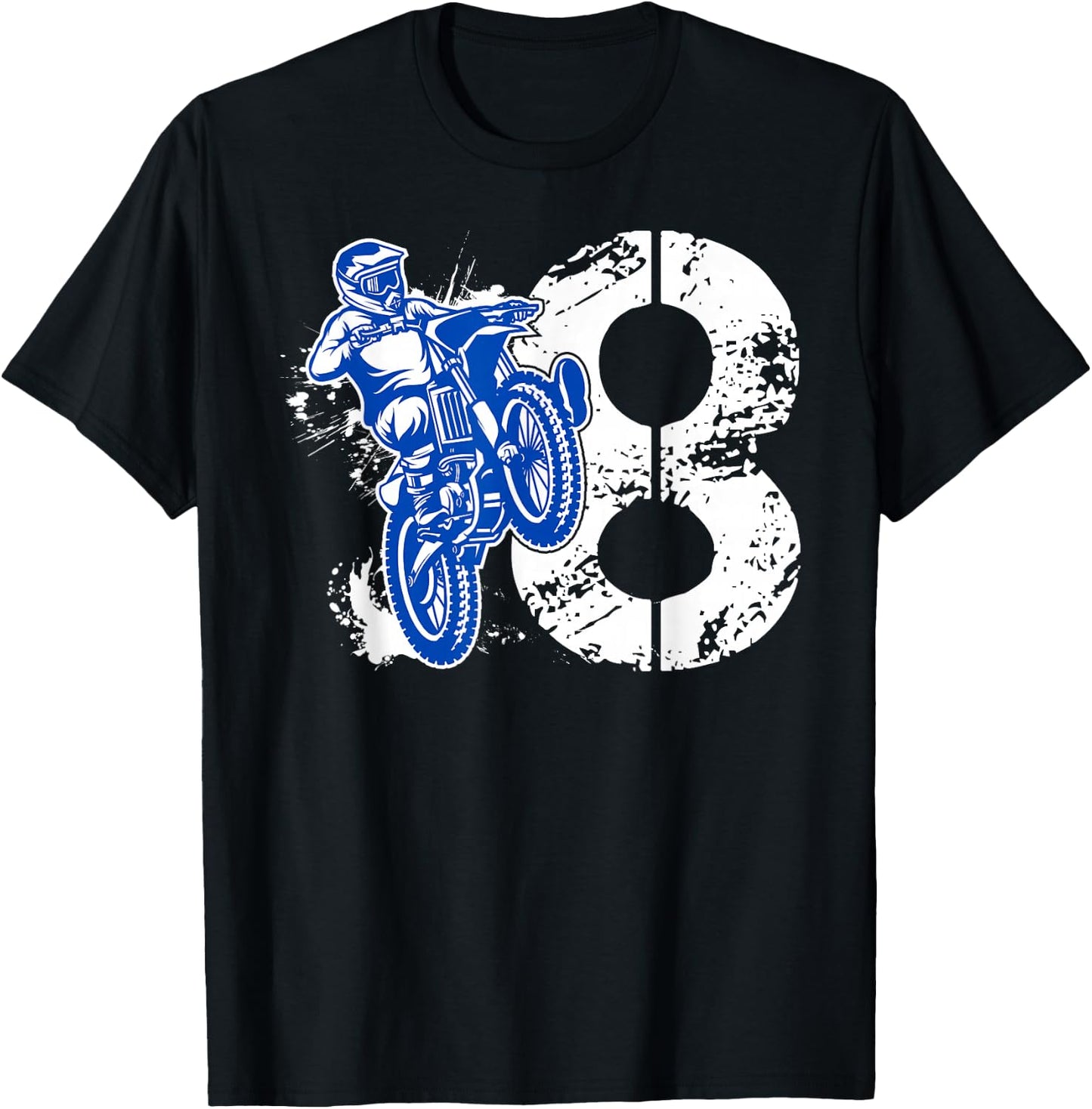 8th Birthday Party Dirt Bike Boy 8 Year Old Dirt Biker T-Shirt - T-Shirt | Black