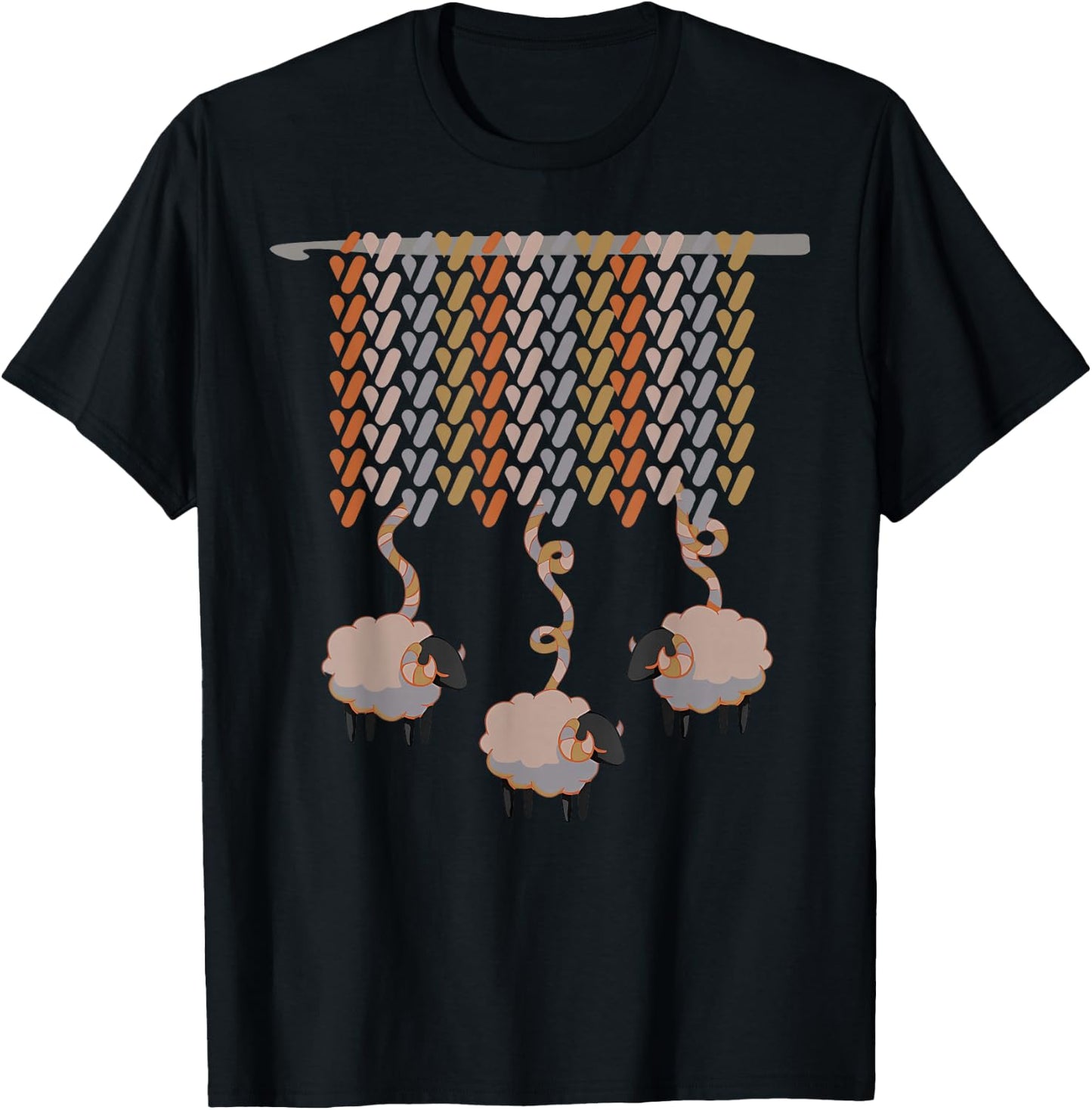 Knitting Crocheting Sheep Knitter Yarn Needle Crocheter T-Shirt - T-Shirt | Black