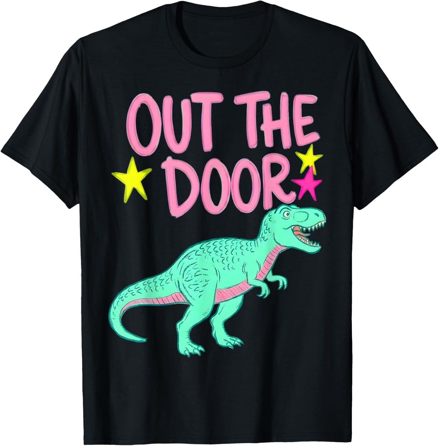Out The Door Dinosaur Graphic Trendy Summer Gifts Girl Kid T-Shirt - T-Shirt | Black