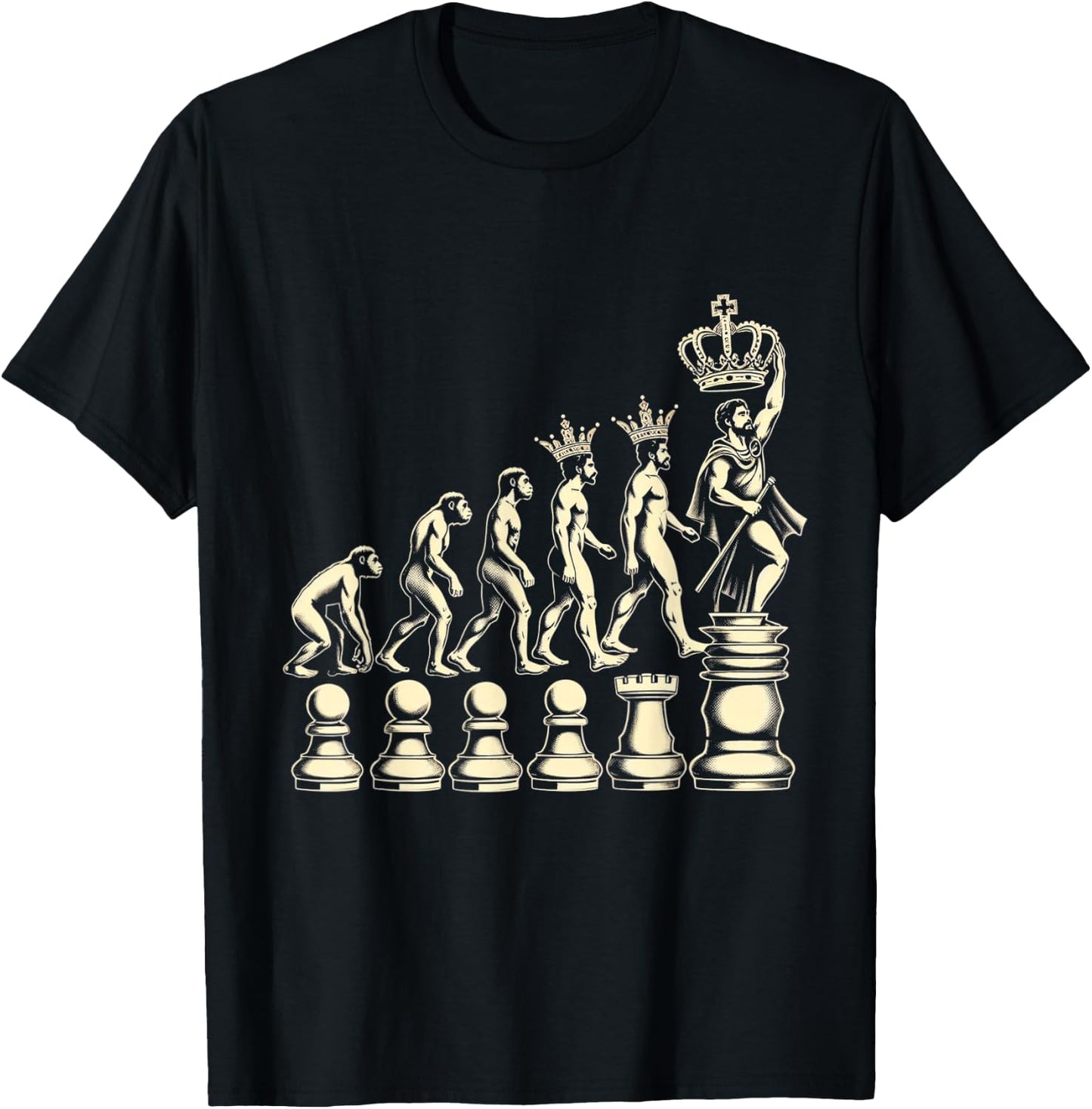 Chess Evolution of Man from Pawn to King T-Shirt - T-Shirt | Black