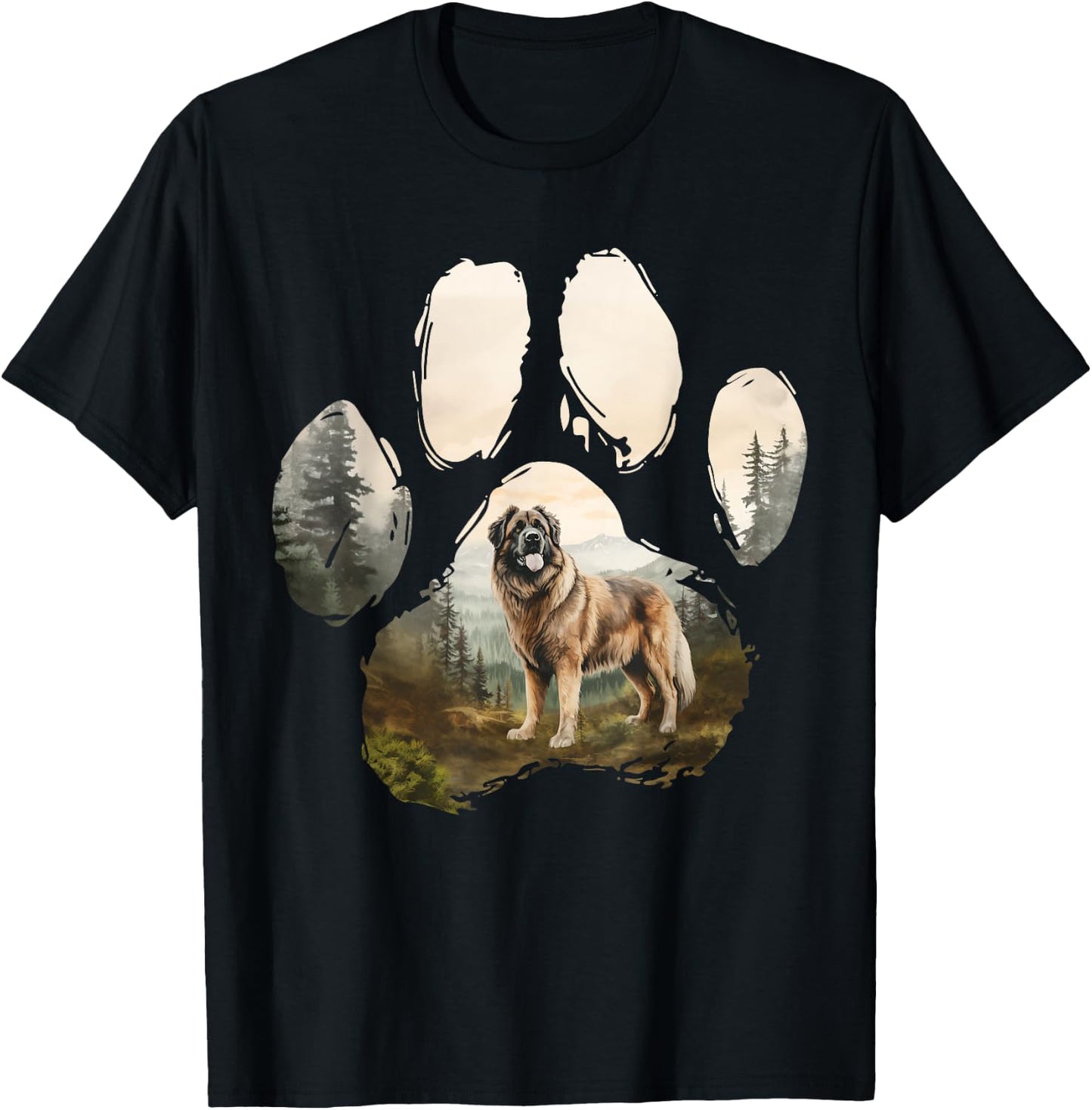 Caucasian Shepherd Mountain Paw Design Dog Mum Dad T-Shirt - T-Shirt | Black
