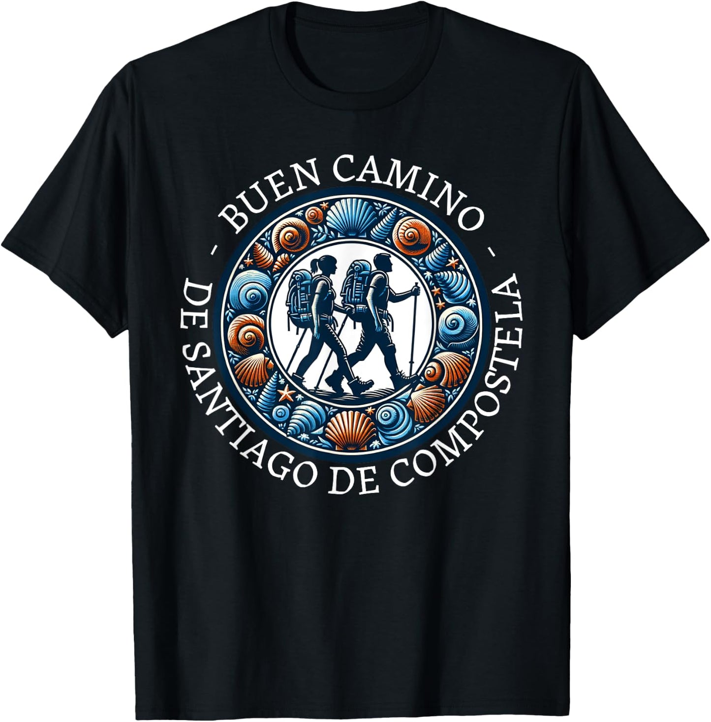 Buen Camino De Santiago De Compostela! Group Hiking Pilgrim T-Shirt - T-Shirt | Black