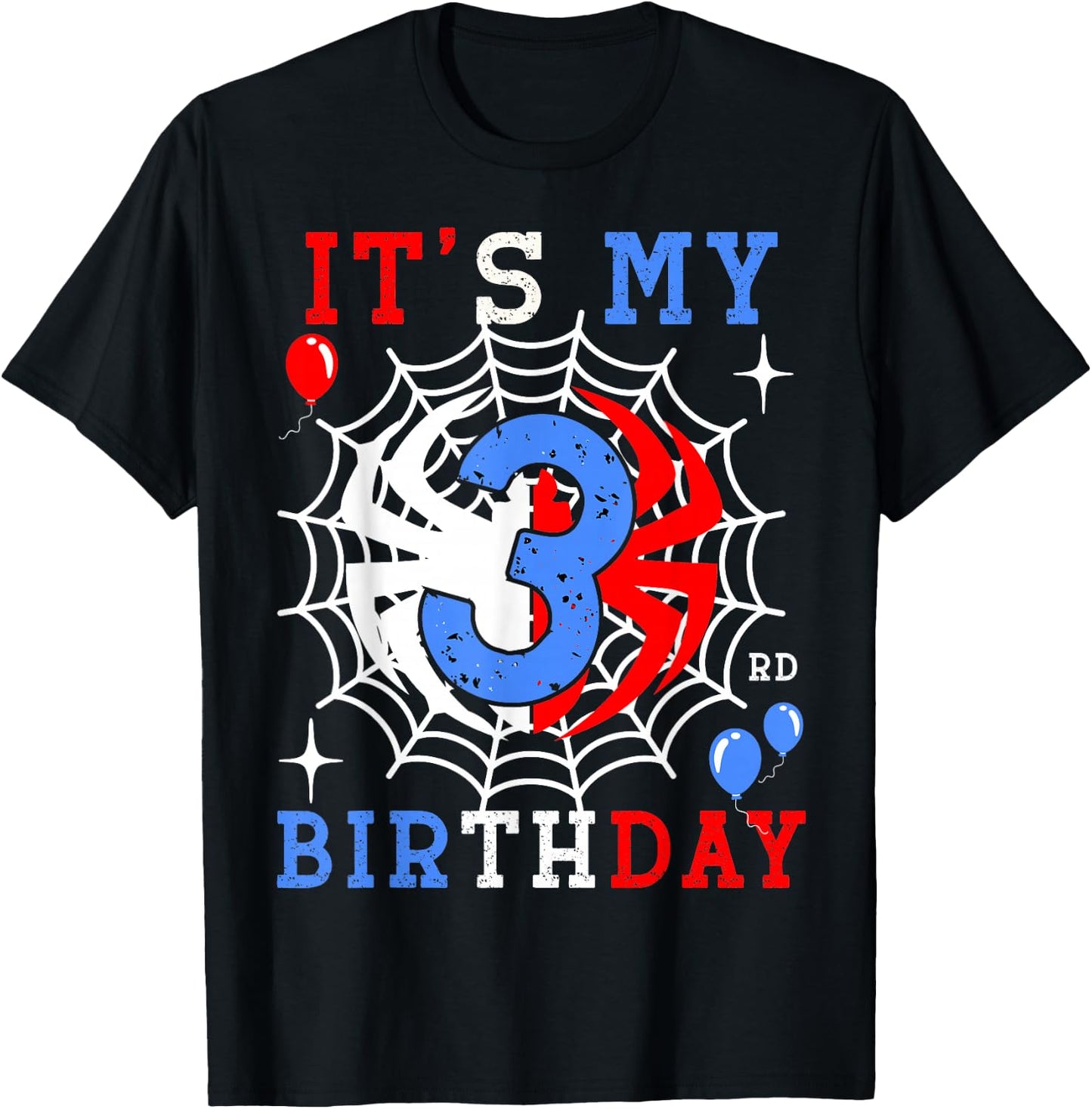 3rd Birthday Spider-Theme 3rd Birthday Spider Web Kids Boys T-Shirt - T-Shirt | Black