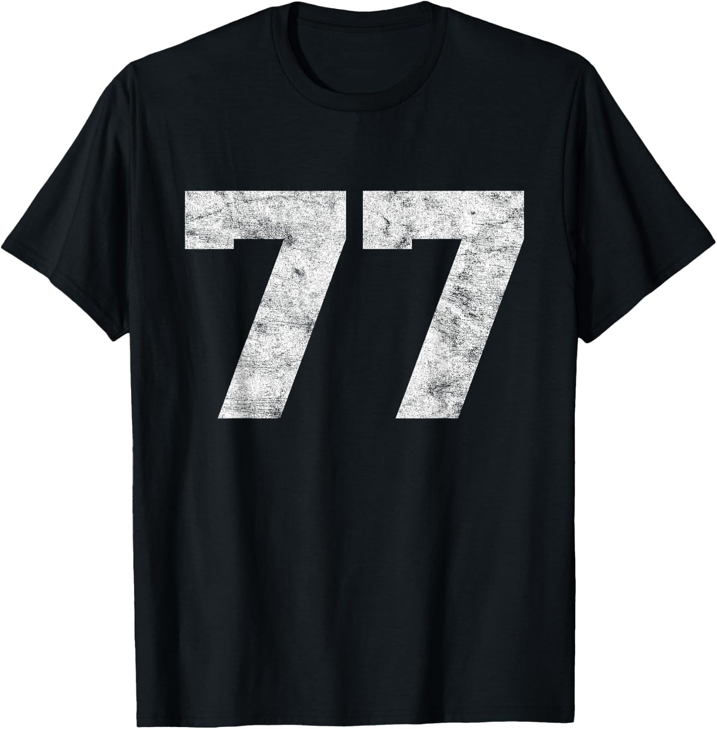Vintage Lucky Number 77 Birthday Sports Player Team Athlete T-Shirt - T-Shirt | Black