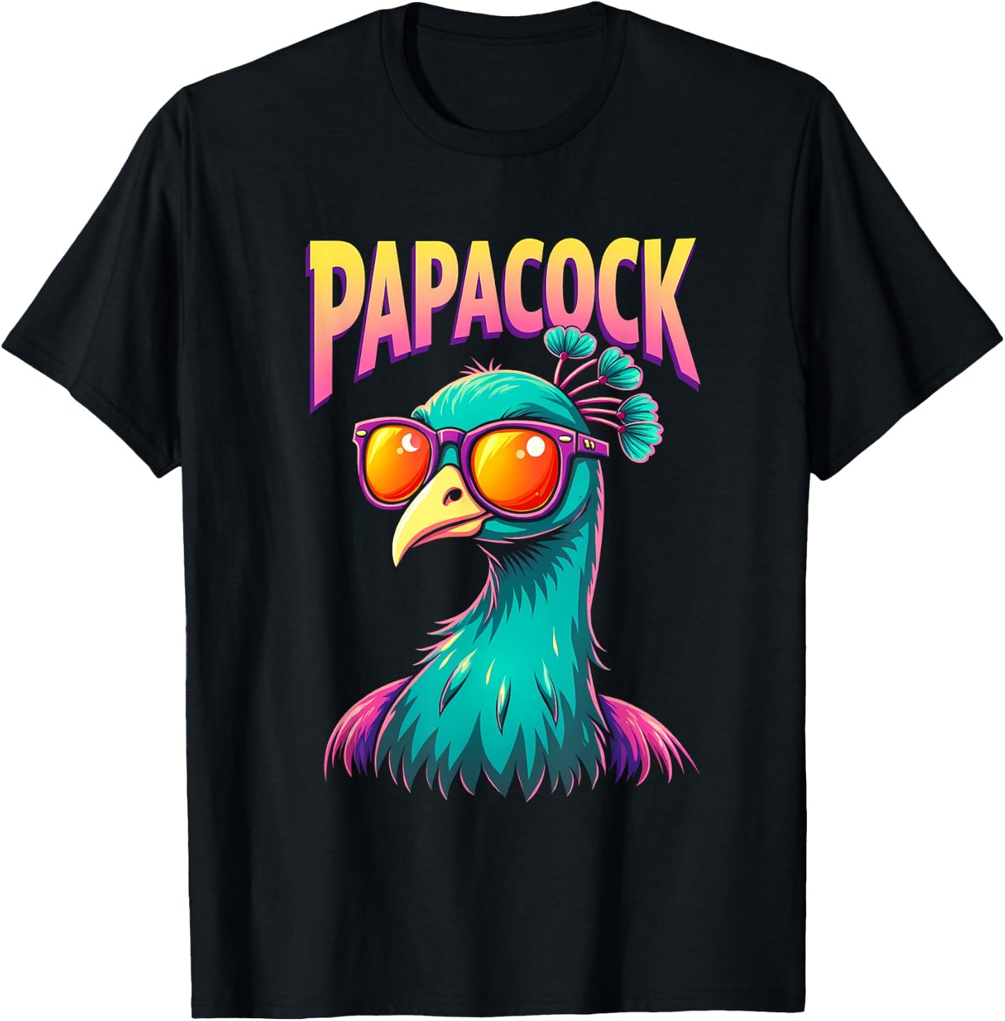 Papacock Father's Day Best Dad Peacock T-Shirt - T-Shirt | Black