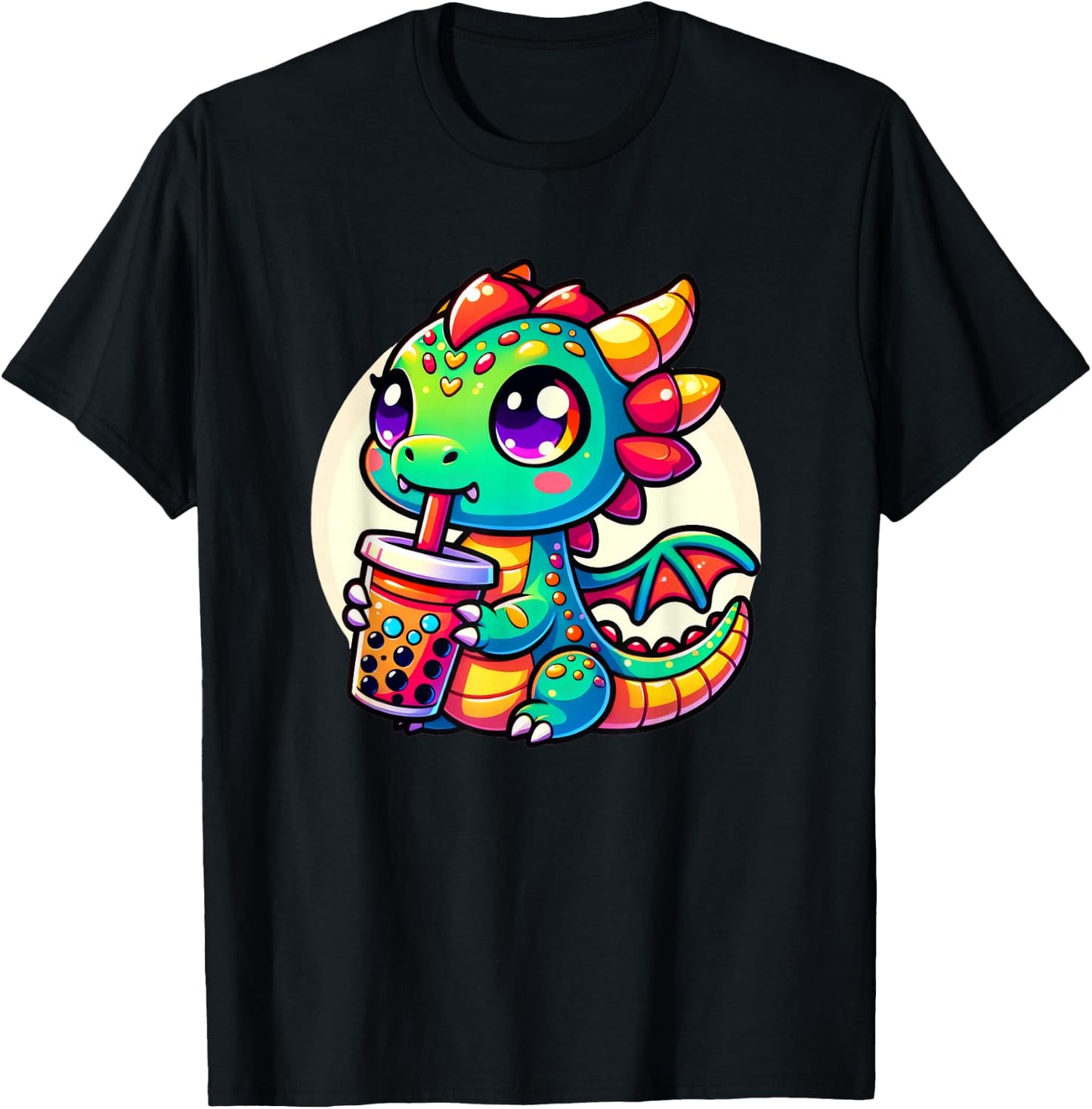 Kawaii Dragon Anime Boba Tea Bubble Milk Tea Kids T-Shirt - T-Shirt | Black