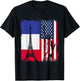 France Eiffel Tower Flag America Statue of Liberty , Black, S T-Shirt - T-Shirt | Black