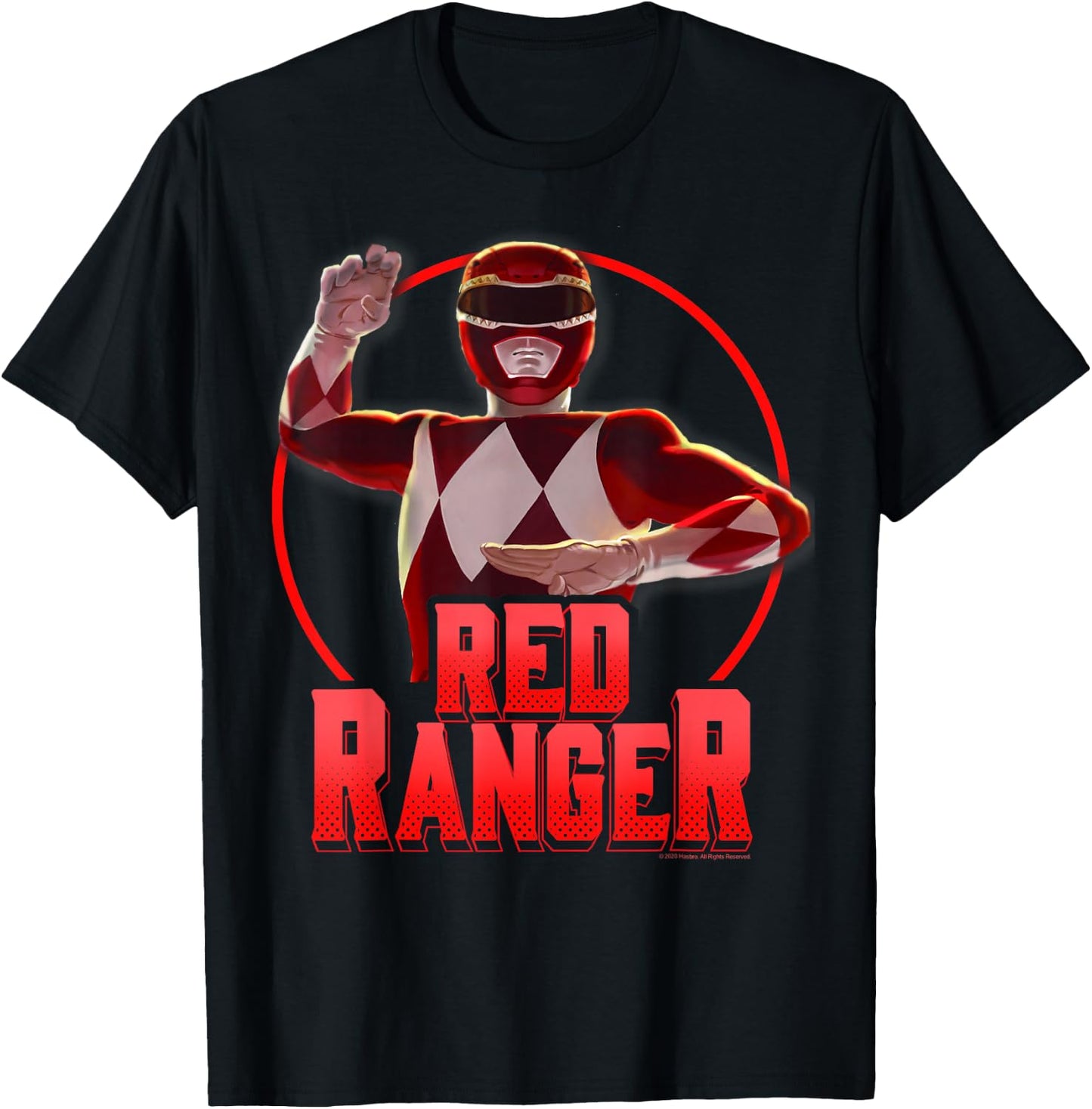 Power Rangers Red Ranger Karate Action Circle Portrait T-Shirt - T-Shirt | Black