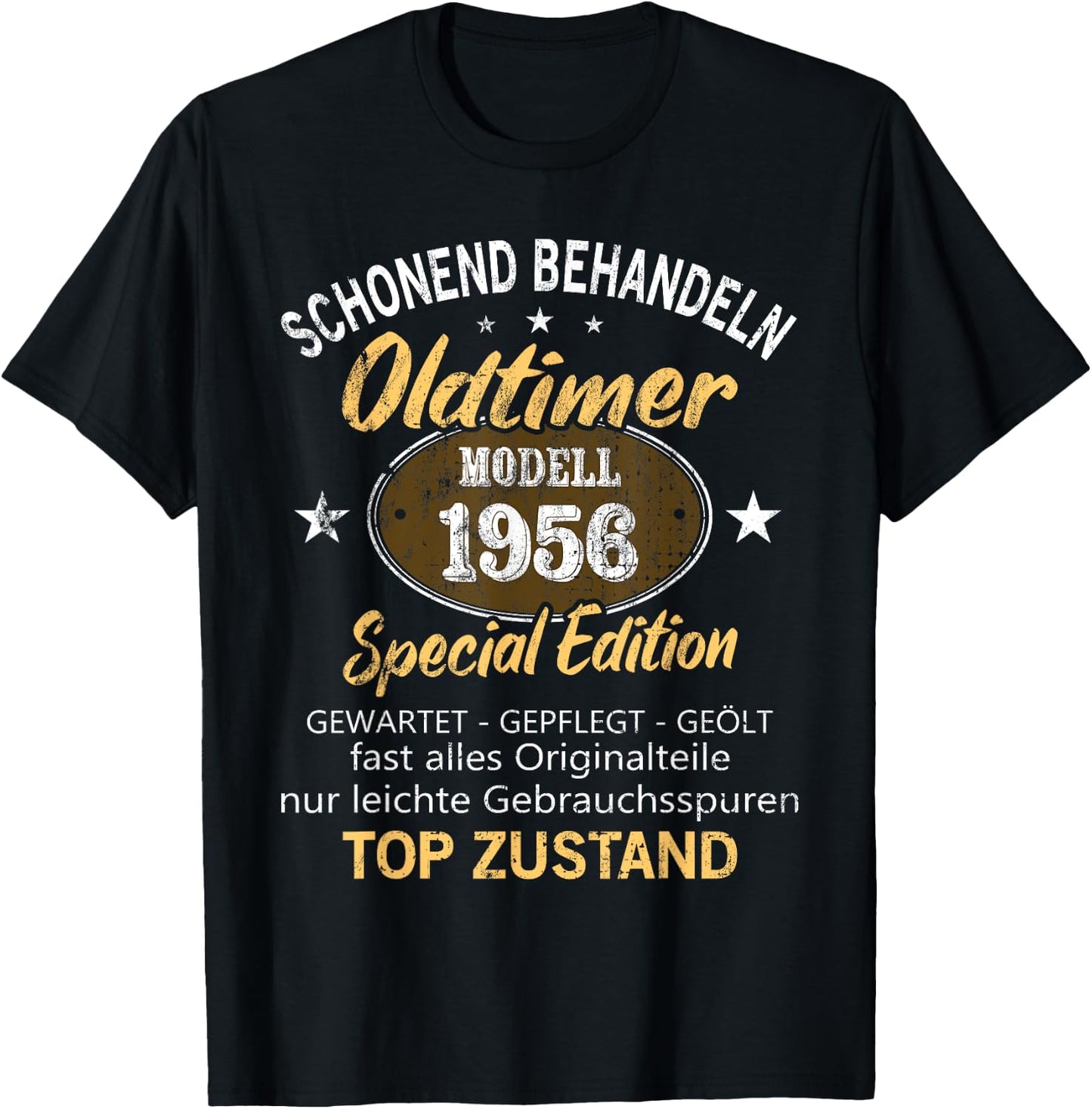 Oldtimer Baujahr 1956 Geboren Vintage 1956 Birthday , black T-Shirt - T-Shirt | Black