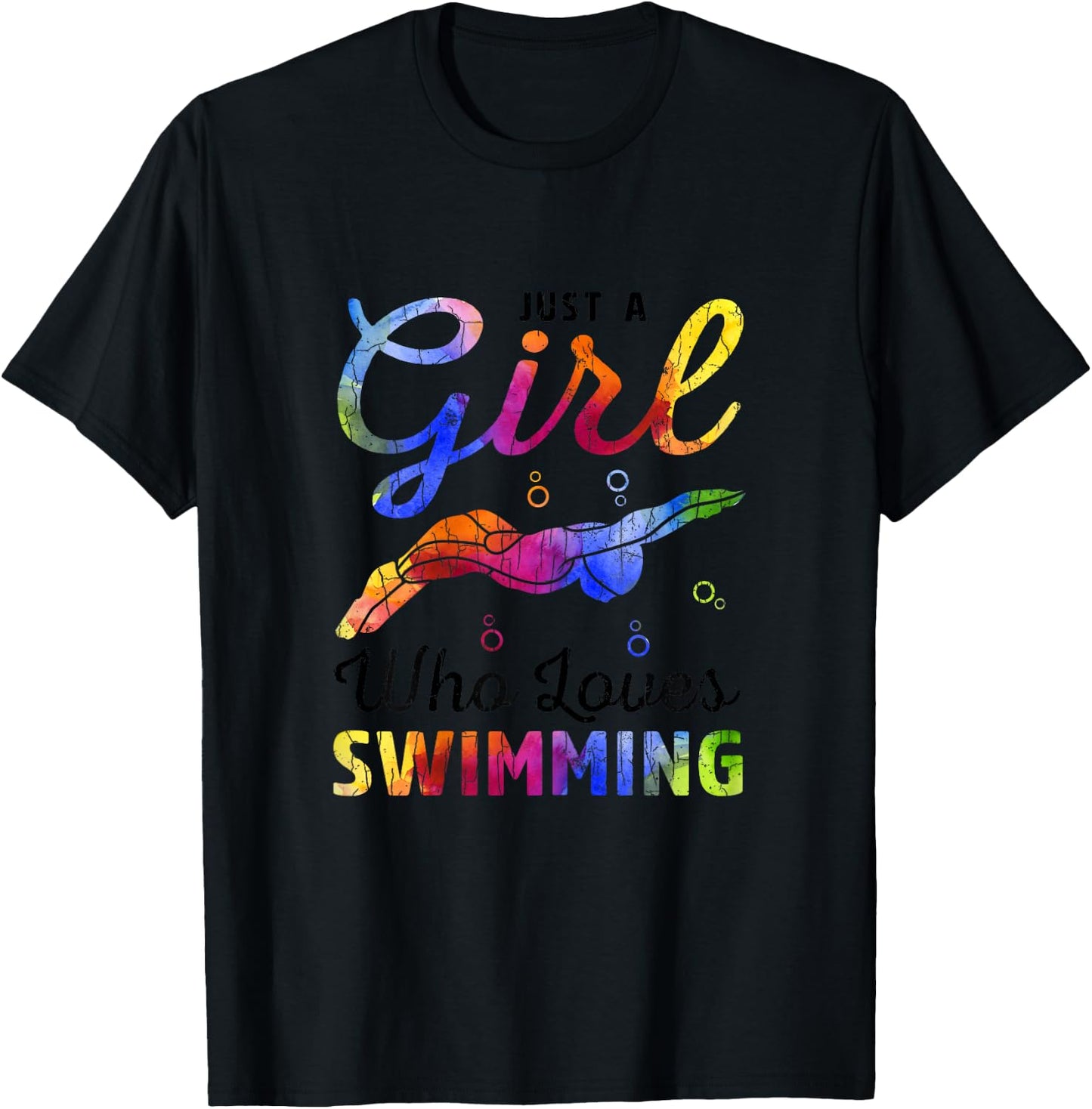 Just A Girl Who Loves Swimming Funny Swimmer Player Graphic T-Shirt - T-Shirt | Black