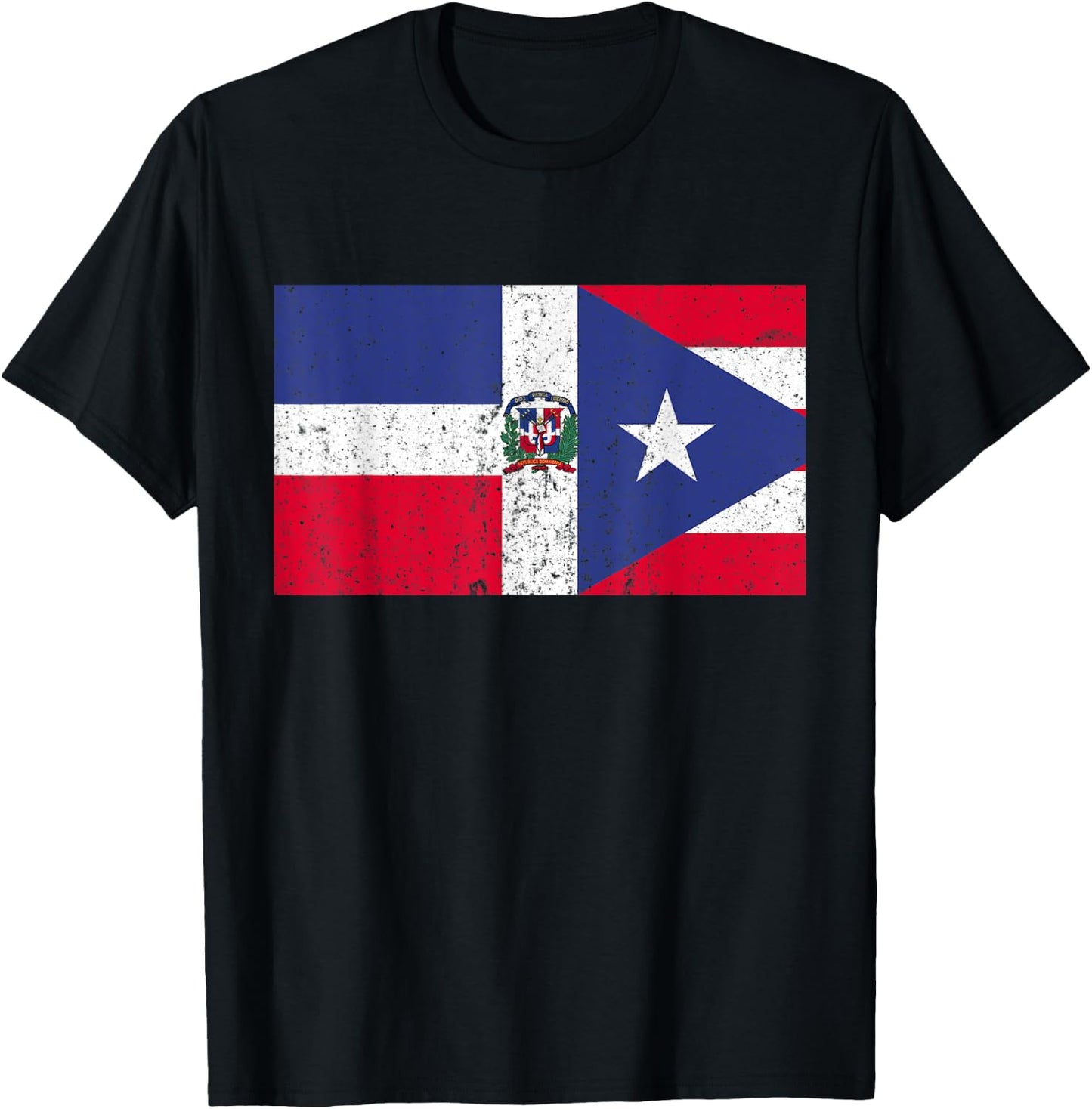 Puerto Rican And Dominican Shirt Pride Heritage Flag T-Shirt - T-Shirt | Black