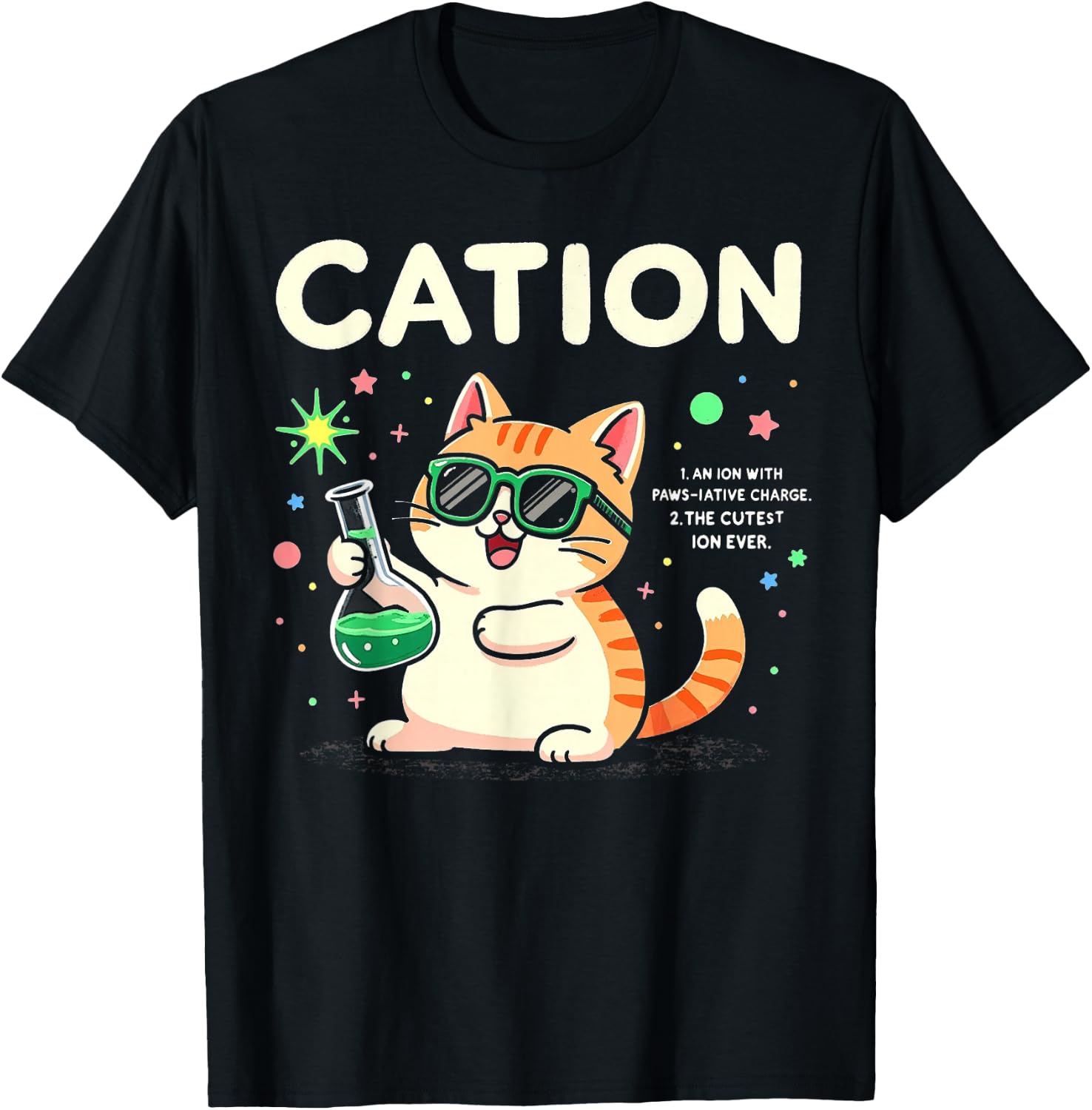 Cation Cat definition Cute Science Cat Pawsitive Chemistry T-Shirt - T-Shirt | Black