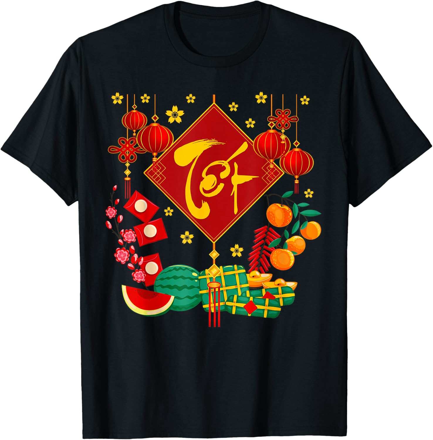 Tet Vietnamese Lunar New Year Calendar 2024 Happy New Year T-Shirt - T-Shirt | Black