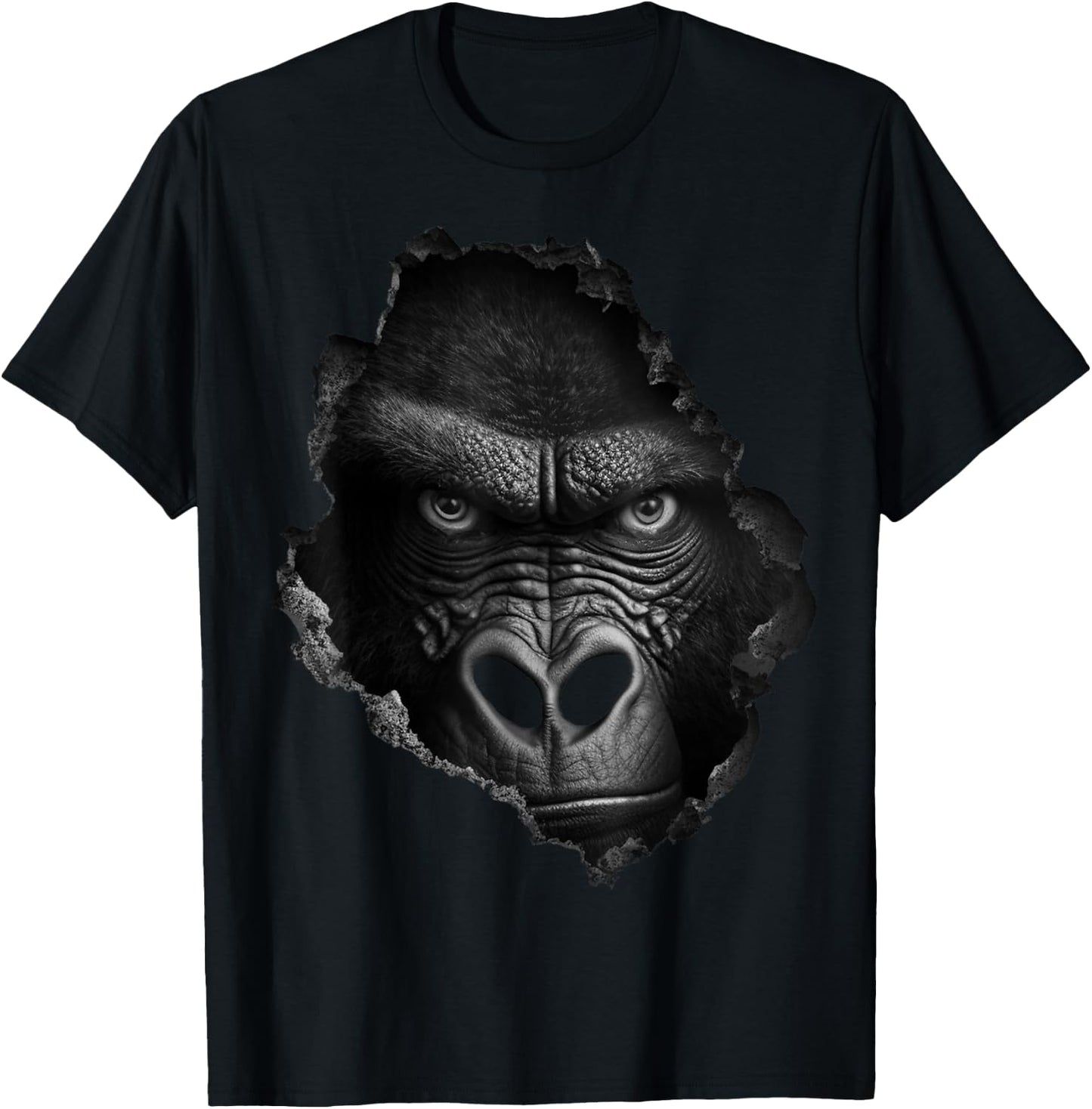 @n!mal Gorilla Gesicht Wand Tier Druck Kunst Tierliebhaber Gorilla Damen & Herren Schwarz Klein EU 38-40 T-Shirt - T-Shirt | Black