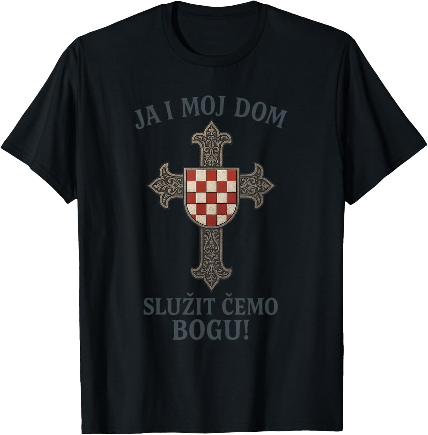 Christliches Kroatisches Kreuz | Hrvatska | Kroatien T-Shirt - T-Shirt | Black