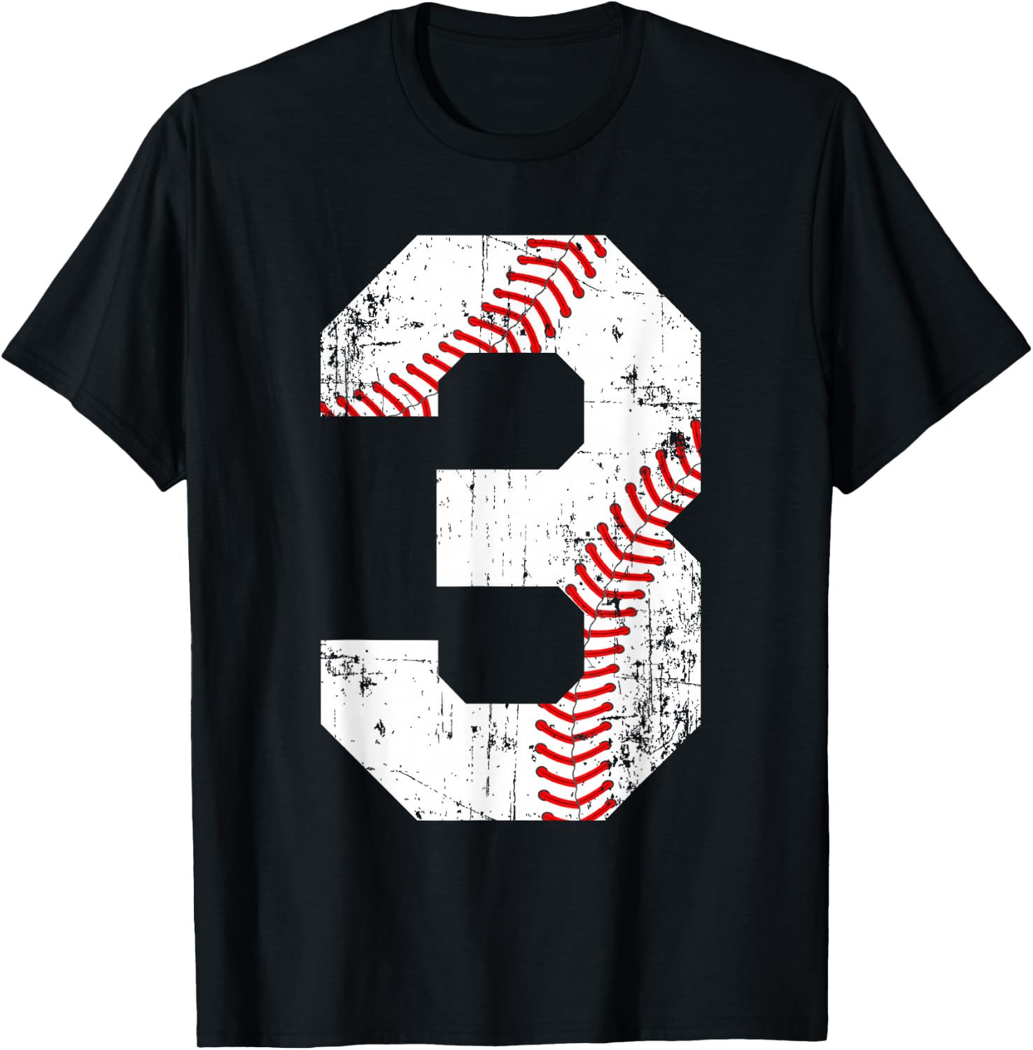 Vintage Baseball 3 Jersey Number T-Shirt - T-Shirt | Black