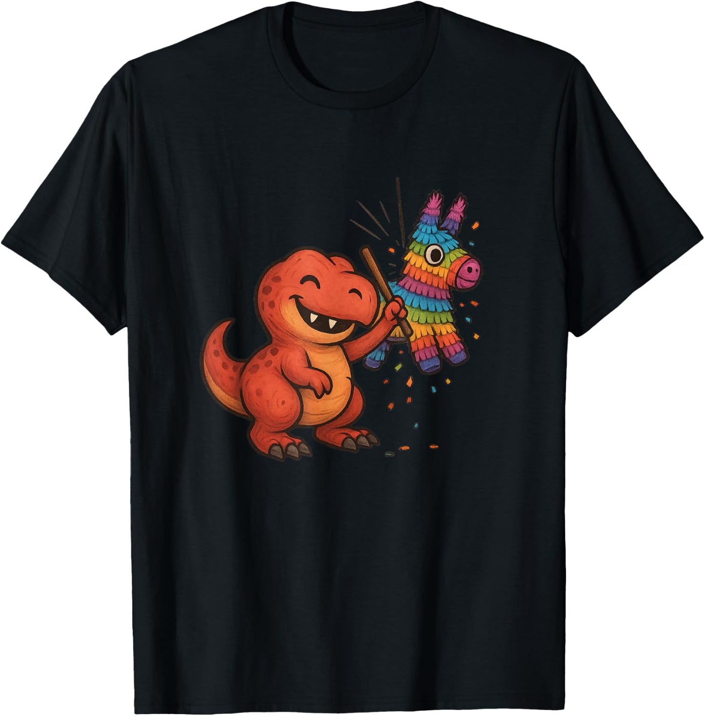 Dinosaur Piñata Smash – Fun Birthday Party - T-Rex T-Shirt - T-Shirt | Black