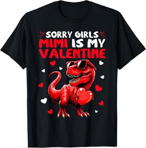 Sorry Girls Mimi Is My Valentine Dinosaur Monster Truck T-Shirt - T-Shirt | Black