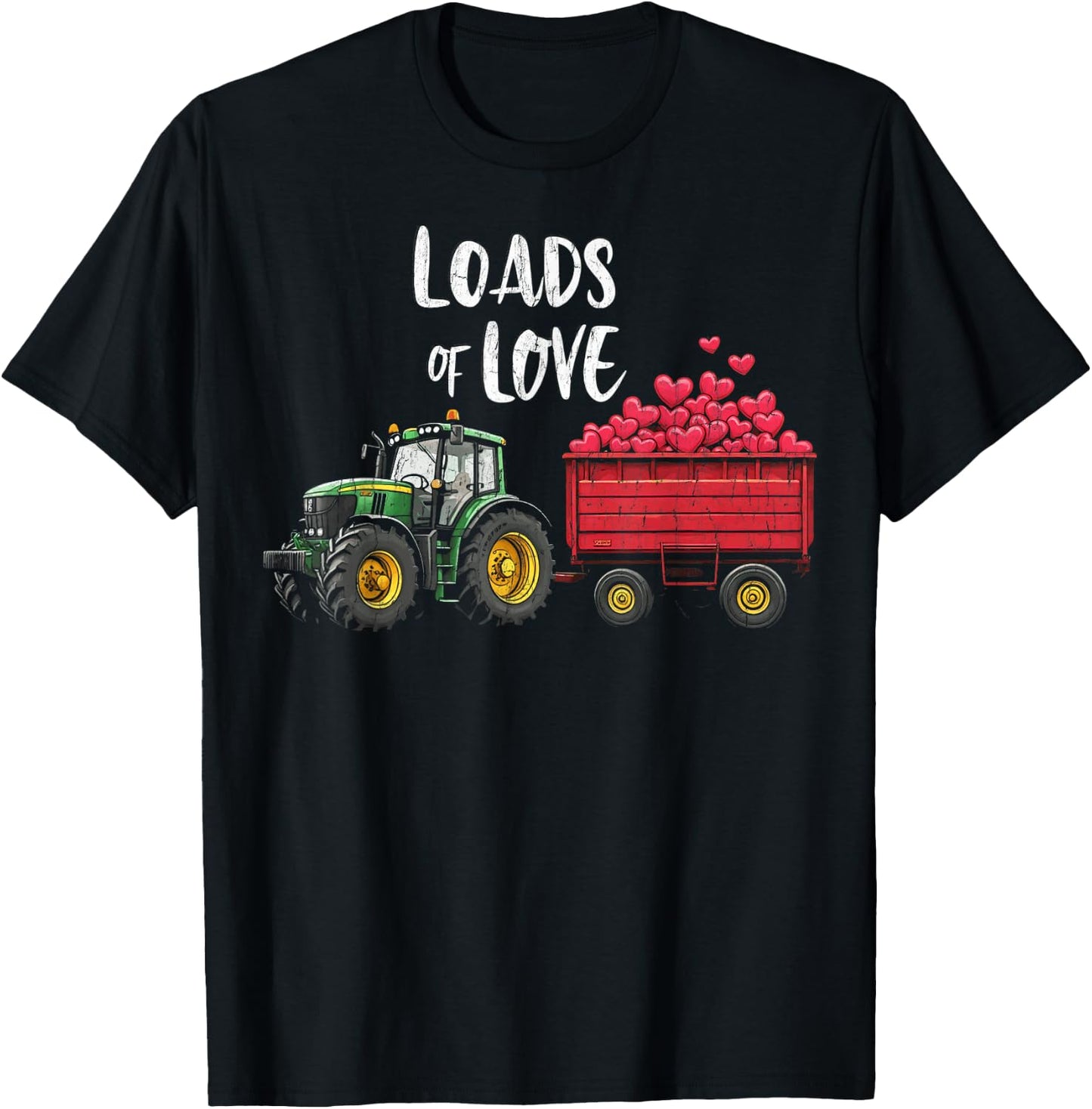 Valentines Day for Toddler Boys Tractor Loads of Love T-Shirt - T-Shirt | Black