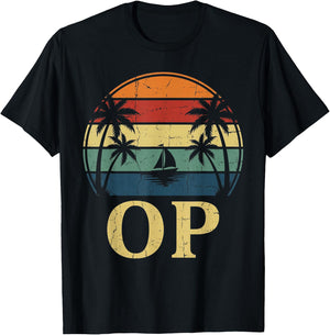Op Ocean Vintage Pacific Ocean Beach Sun Palm Trees Retro T-Shirt - T-Shirt | Black
