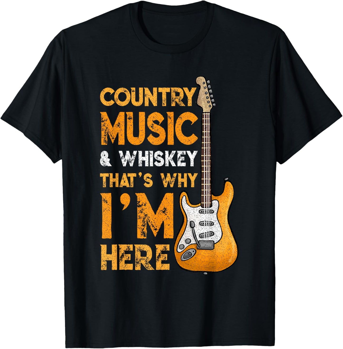 Country Music And Whiskey Bourbon Scotch Lover Drinking T-Shirt - T-Shirt | Black