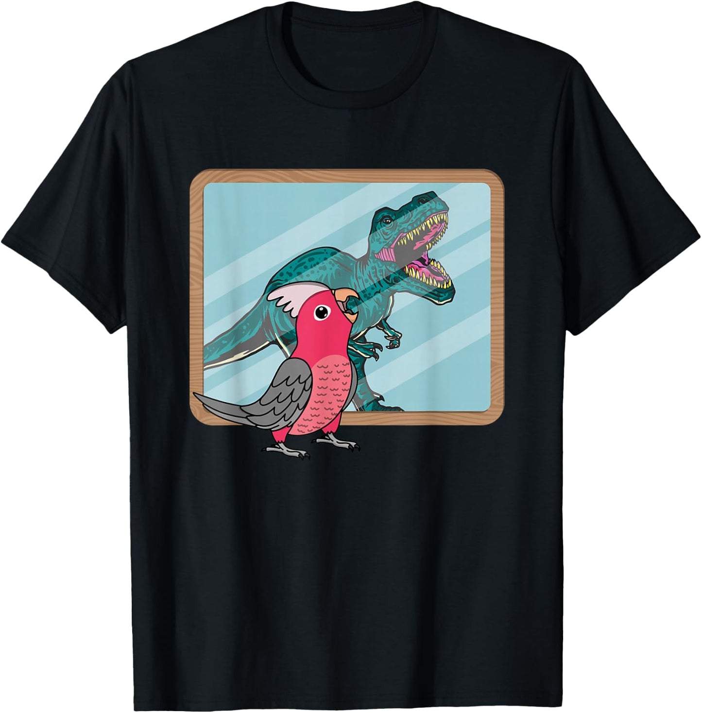 Parrot & T Rex Reflection I Rose-breasted Galah Cockatoo T-Shirt - T-Shirt | Black