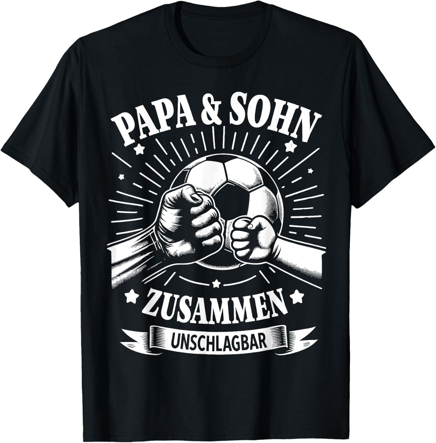Papa und Sohn Fußball Fussball Spielen Ball Vater Vatertag T-Shirt - T-Shirt | Black