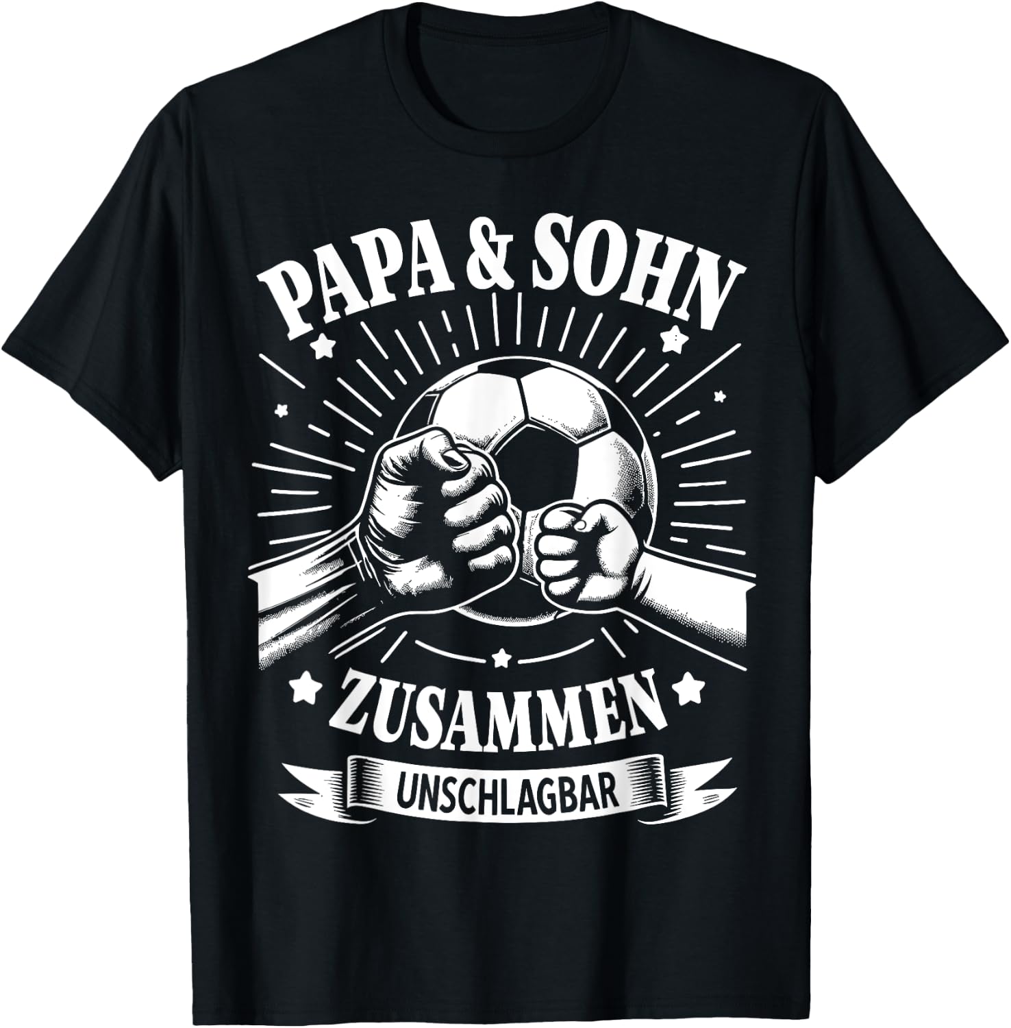 Papa und Sohn Fußball Fussball Spielen Ball Vater Vatertag T-Shirt - T-Shirt | Black