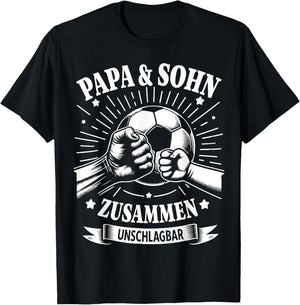 Papa und Sohn Fußball Fussball Spielen Ball Vater Vatertag T-Shirt - T-Shirt | Black