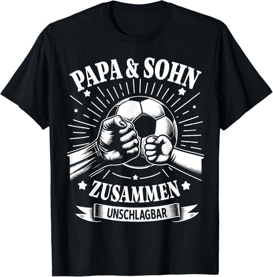 Papa und Sohn Fußball Fussball Spielen Ball Vater Vatertag T-Shirt - T-Shirt | Black