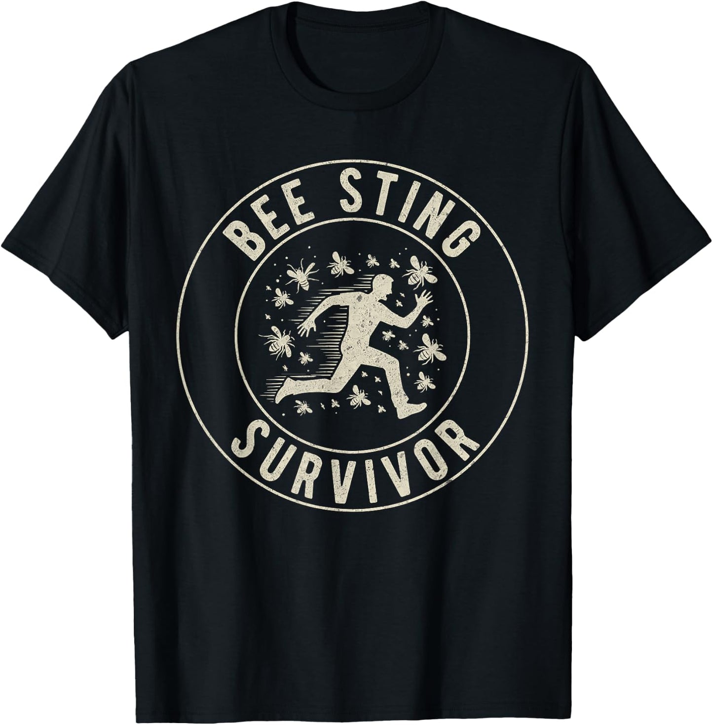 Vintage Bee Sting Survivor I Survived a Bee Sting Bee Keeper T-Shirt - T-Shirt | Black