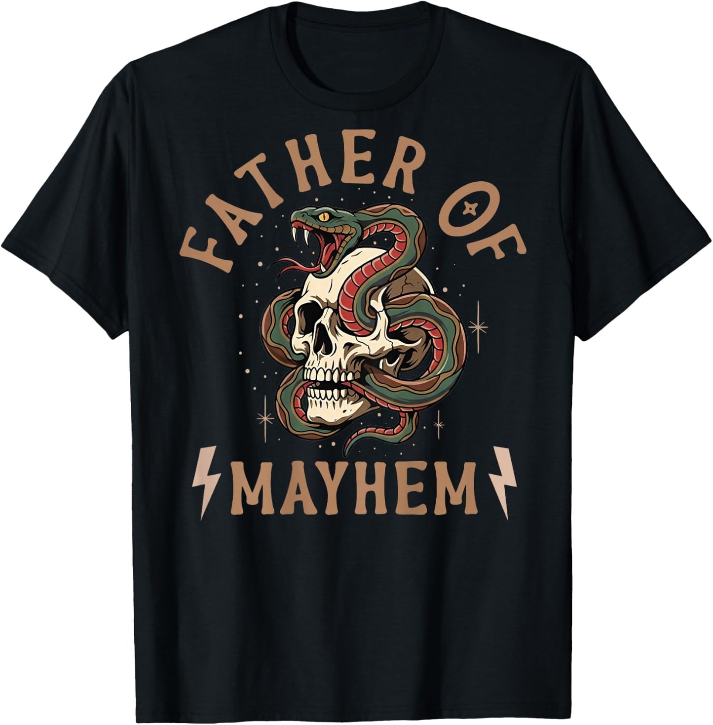 Father of Mayhem Snake Coiled Around Skull (on Back) T-Shirt - T-Shirt | Black