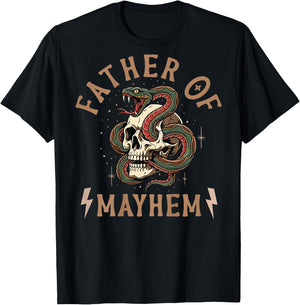 Father of Mayhem Snake Coiled Around Skull (on Back) T-Shirt - T-Shirt | Black