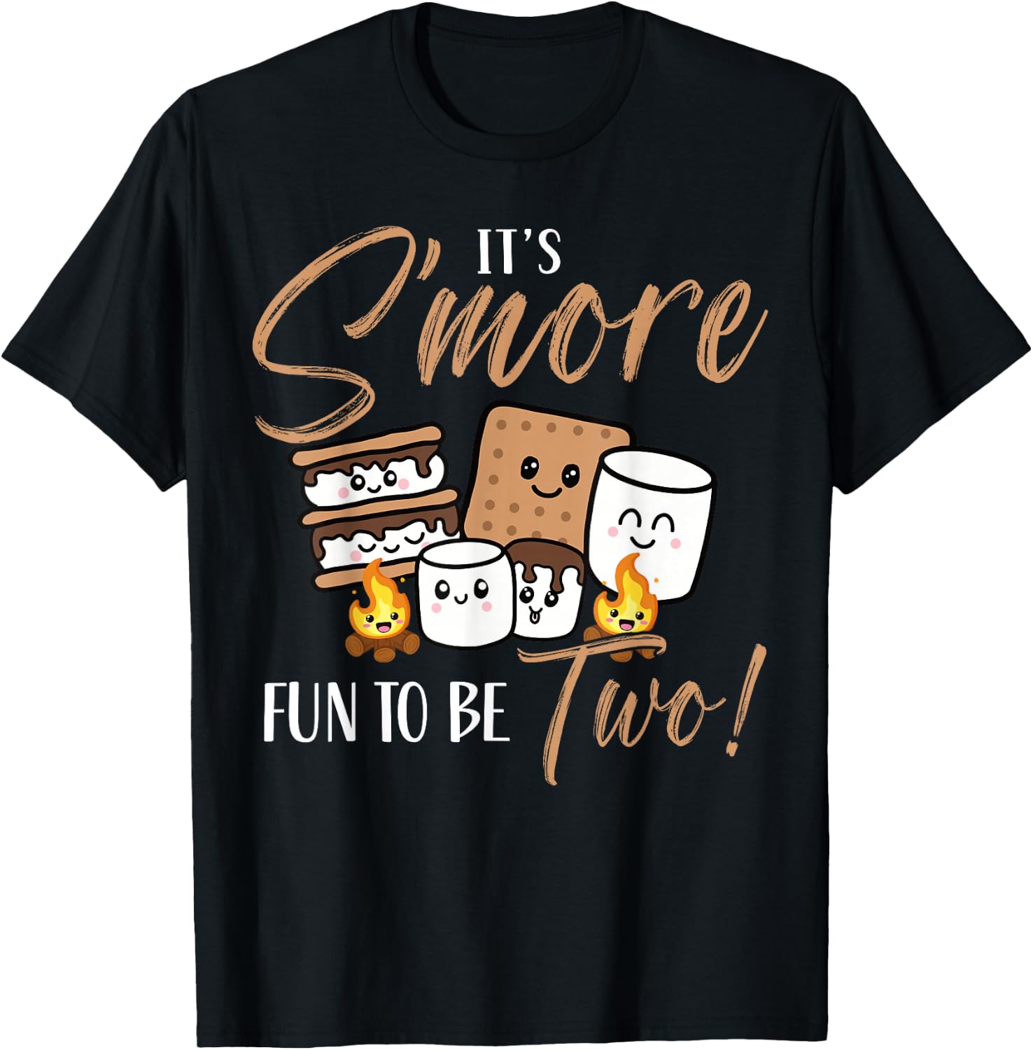 It's S'more Fun To Be Two 2nd Birthday Campfire Marshmallow T-Shirt - T-Shirt | Black