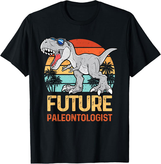 Retro Future Paleontologist T-Rex Dinosaur Fossil boys girls T-Shirt - T-Shirt | Black