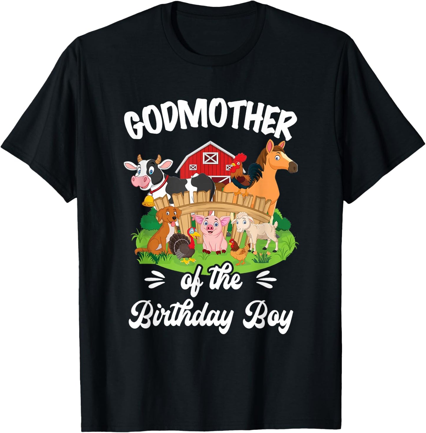 Godmother Of The Birthday Boy Party Cow Farm 1St Birthday T-Shirt - T-Shirt | Black
