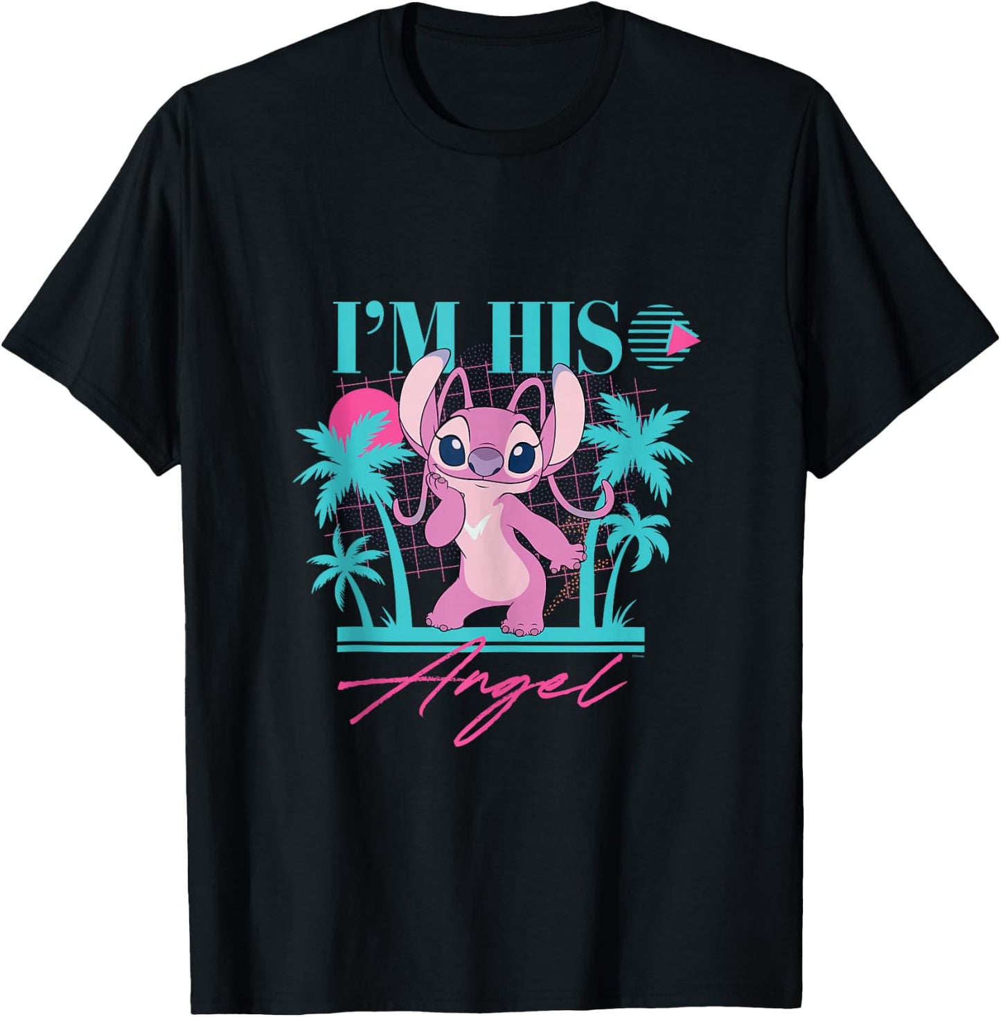 Disney Stitch Retro ’90s Couples Matching I’m His Angel T-Shirt - T-Shirt | Black