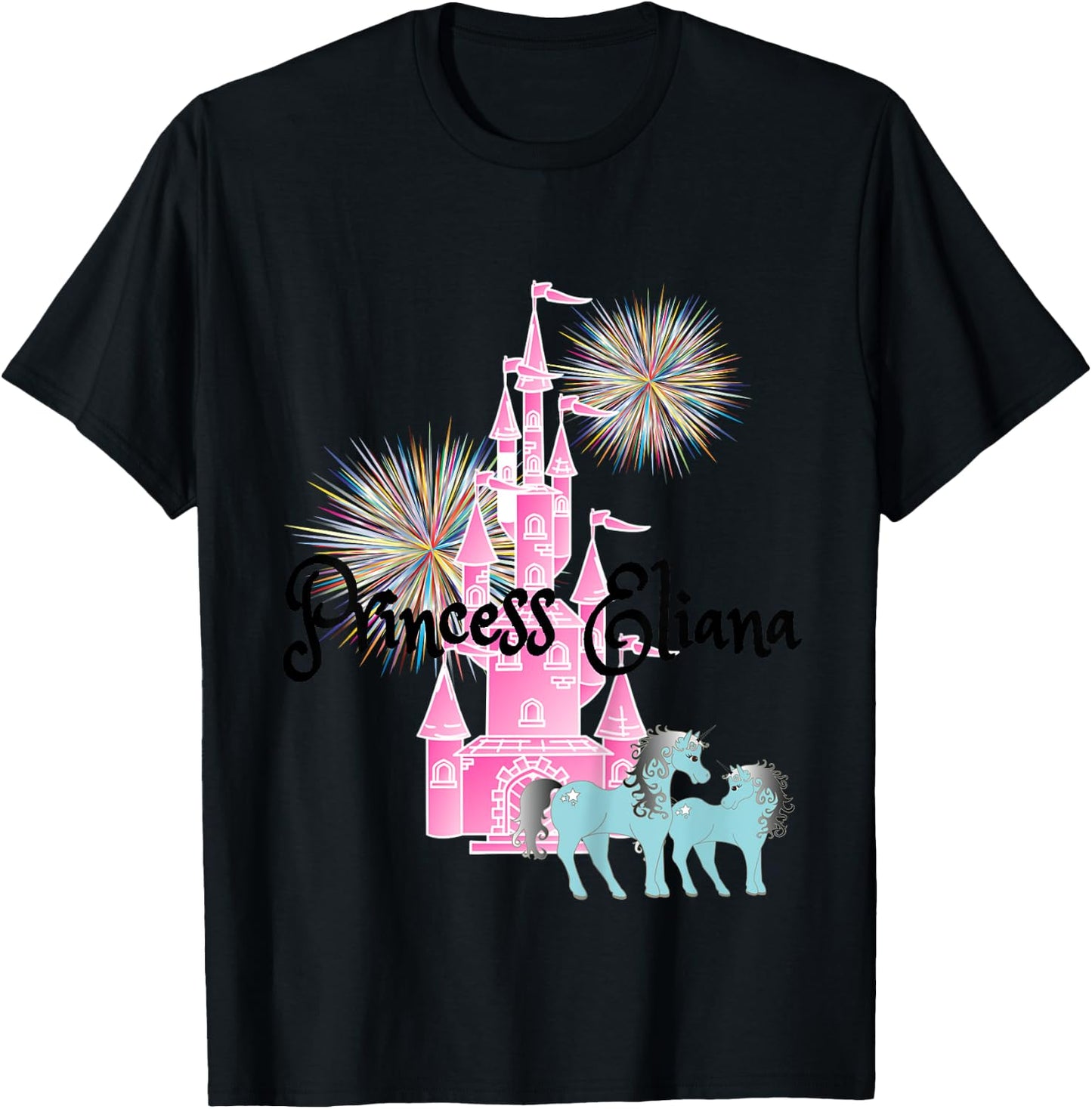 Kids Princess Eliana Name Girls Personalized Custom T-Shirt - T-Shirt | Black