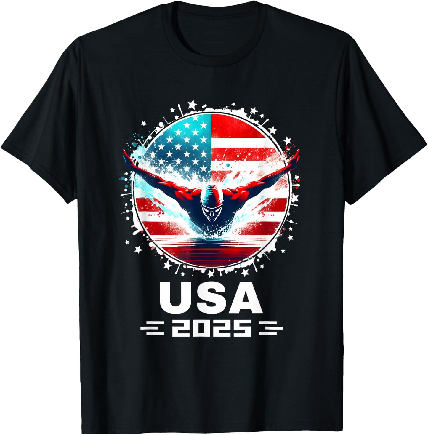 Swimming Apparel United States Team 2025 Swimming Team T-Shirt - T-Shirt | Black