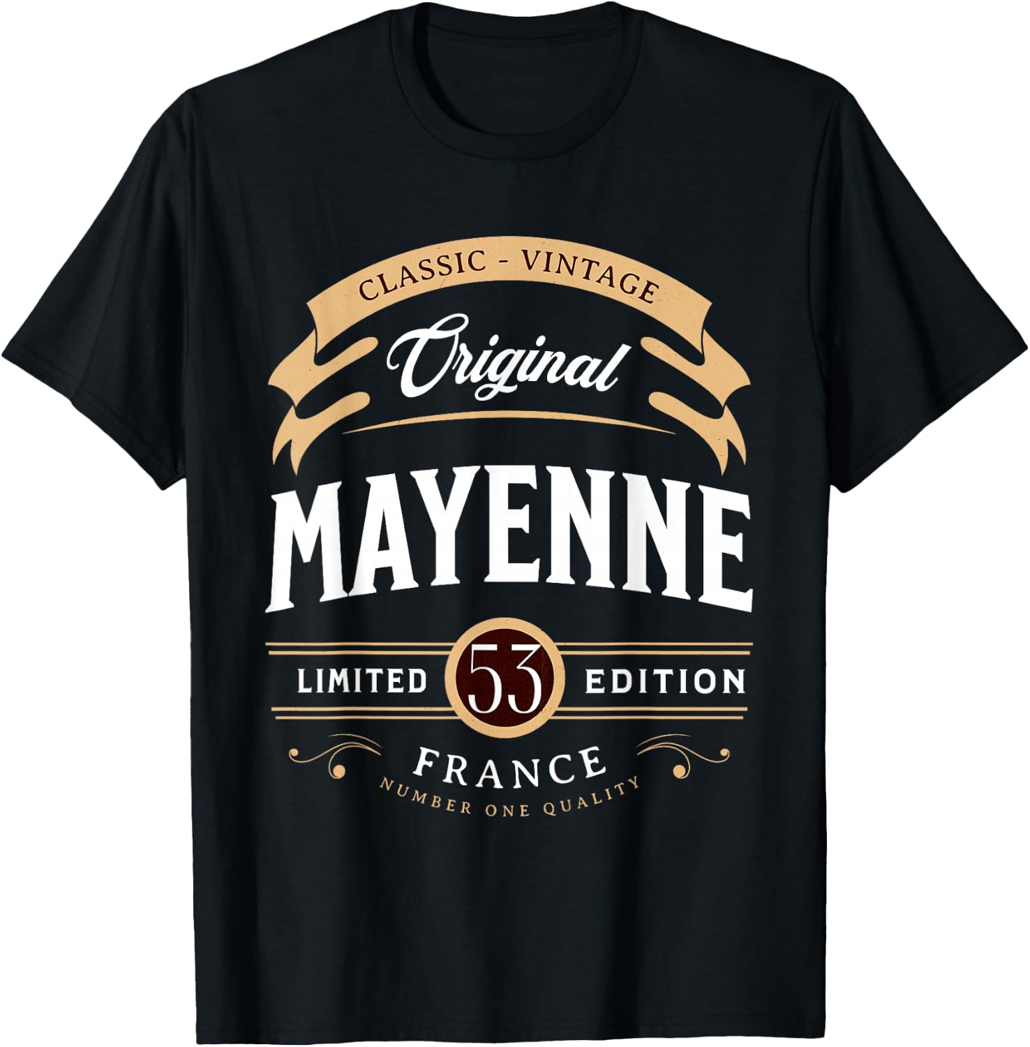 Vintage Mayenne Department France , Black, S T-Shirt - T-Shirt | Black