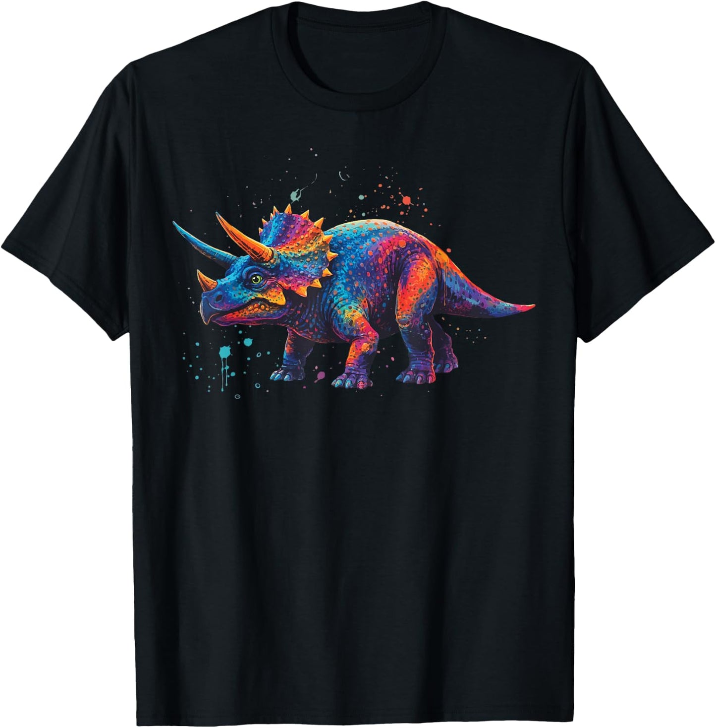 Triceratops Colorful T-Shirt - T-Shirt | Black