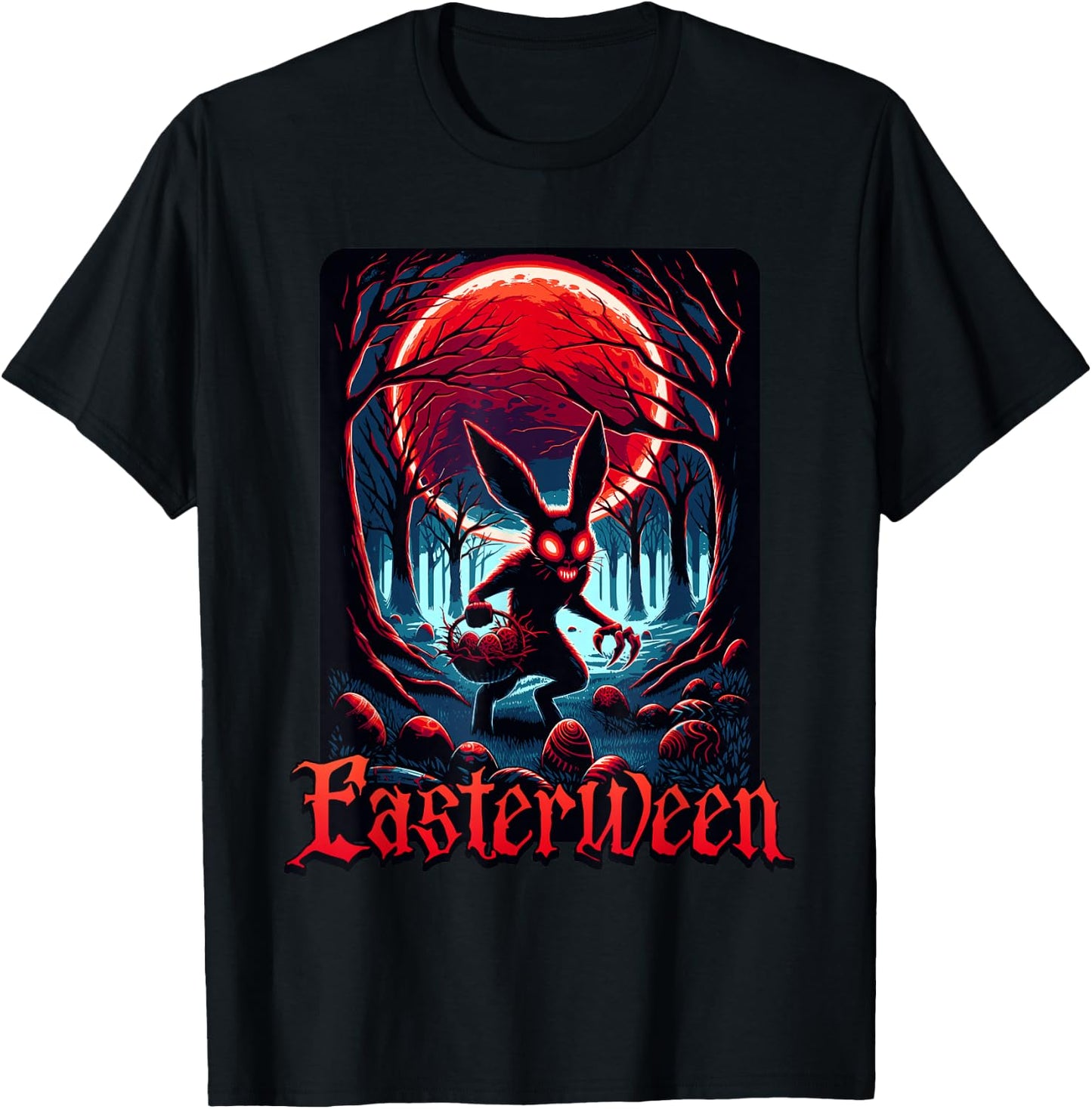 Scary Haunted Easterween Bloody Bunny Easter Rabbit Lover T-Shirt - T-Shirt | Black