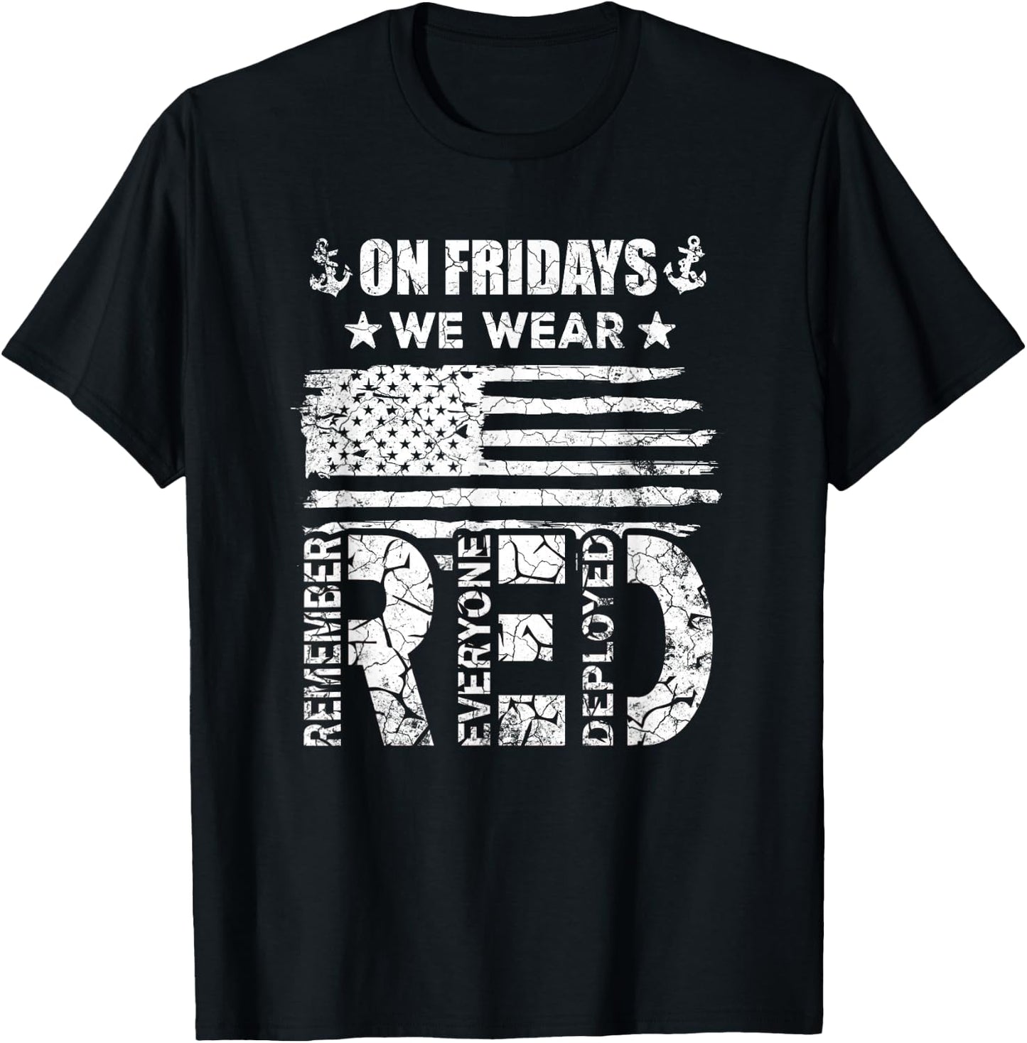 On Friday We Wear Red Friday US Flag Military Supportive T-Shirt - T-Shirt | Black