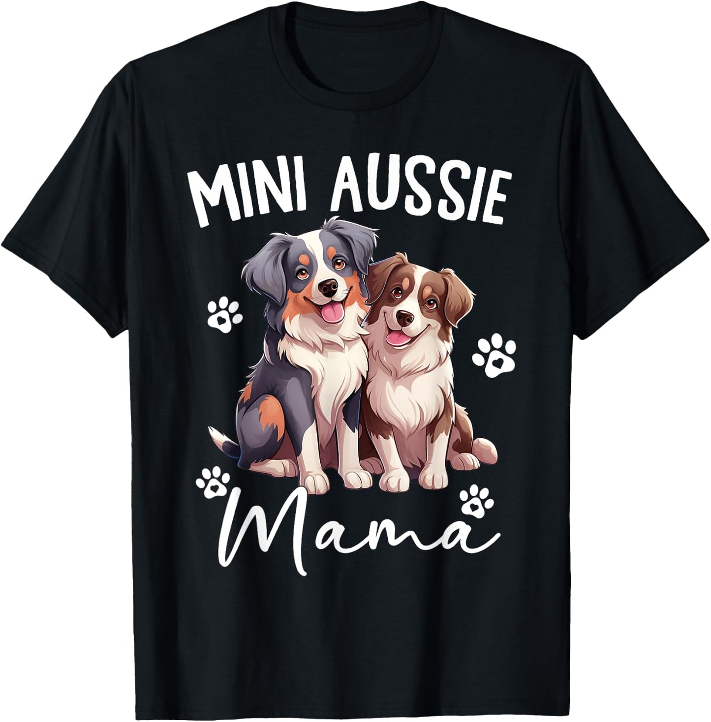 Mini Australian Shepherd Dog Mom World's Best Aussie Mom Men Women T-Shirt - T-Shirt | Black
