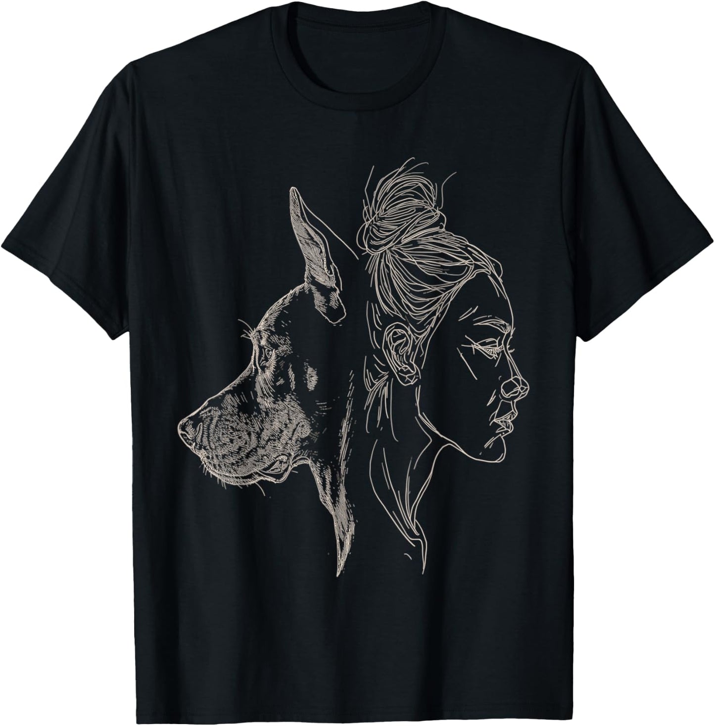 Doberman Mom Dog Art Doberman Lover Mother's Day T-Shirt - T-Shirt | Black