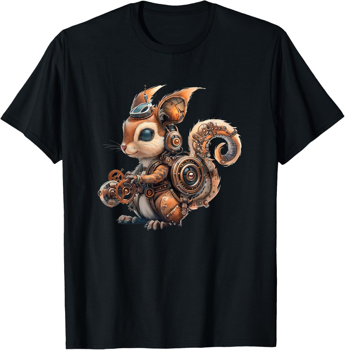 Steampunk Squirrel Vintage Art Men Women Kids Retro T-Shirt - T-Shirt | Black