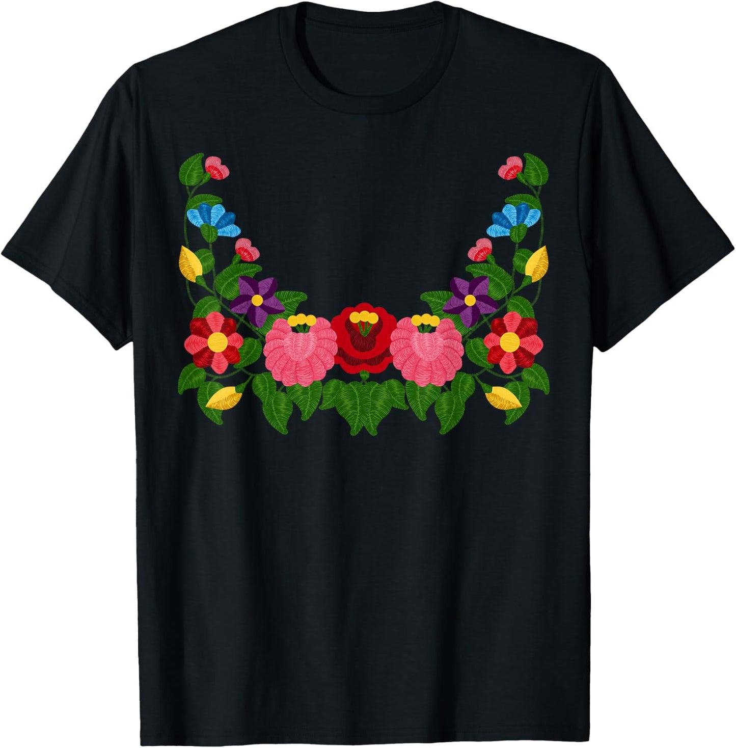 Ungarische Kalocsa Stickerei Blumen Ungarn Volkskunst Magyar T-Shirt - T-Shirt | Black