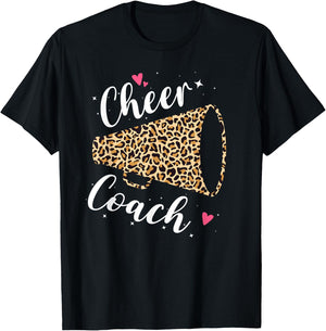 Leopard Cheer Coach Cheerleading Cheerleader Appreciation T-Shirt - T-Shirt | Black